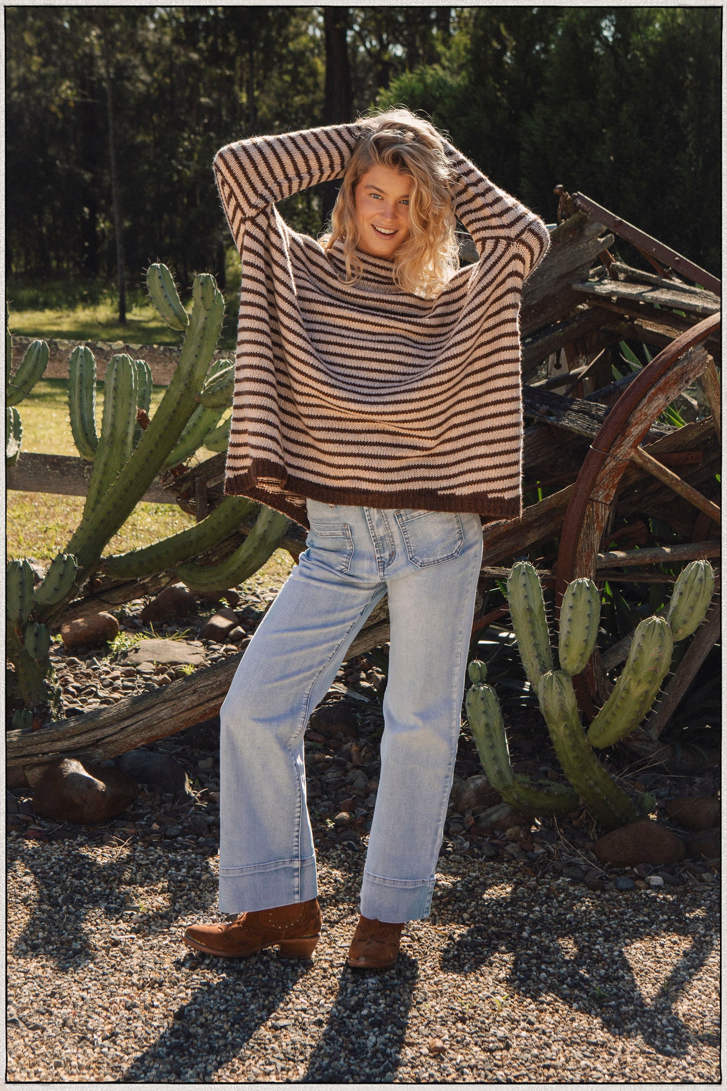 South Coast Stripe Sweater - oversized roll neck sweater