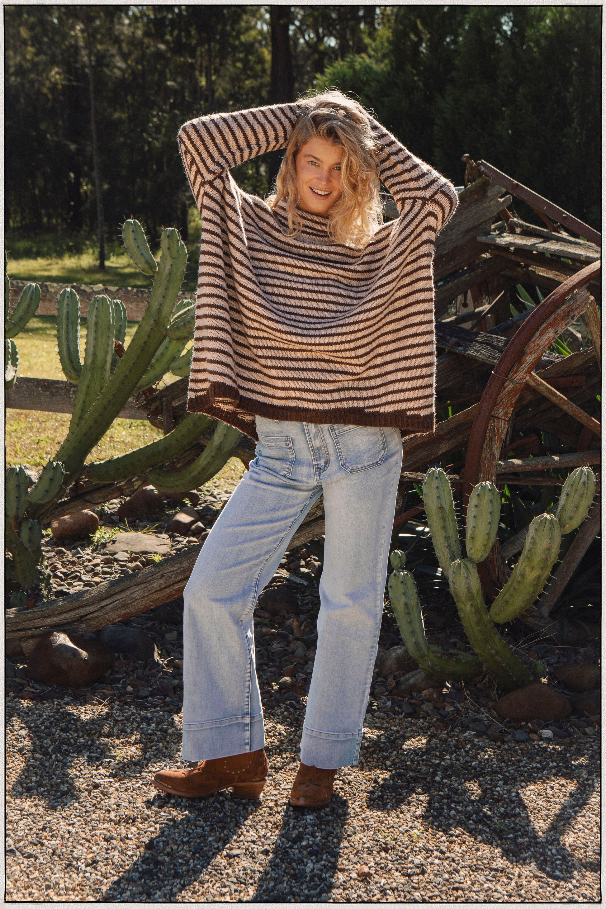 South Coast Stripe Sweater - oversized roll neck sweater