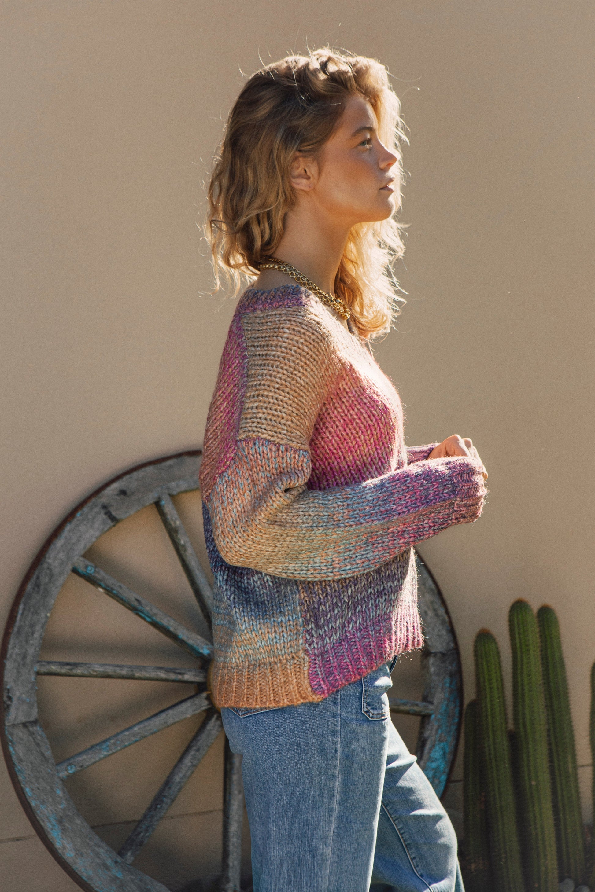 Sundancer Knit Purple Haze - V neck sweater in multicolour pattern
