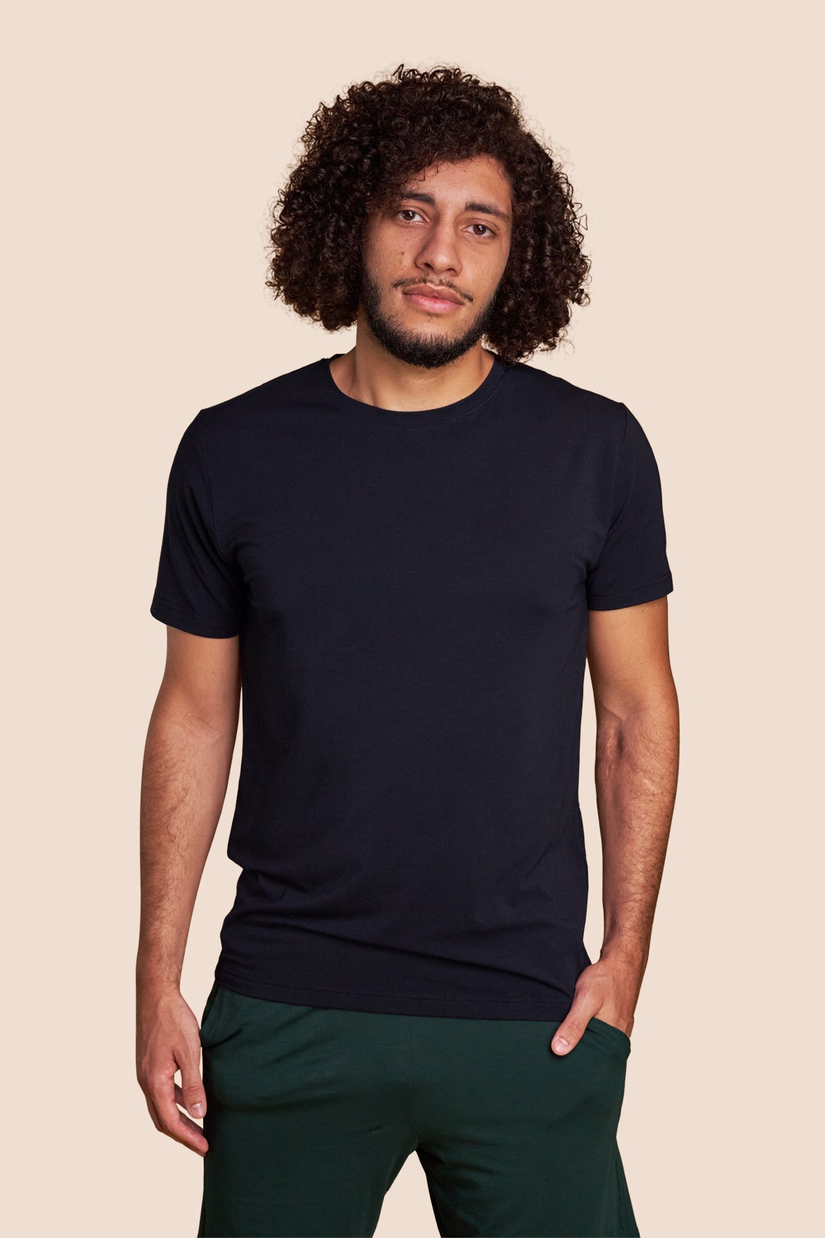 Pétrone T-shirt manches courtes coton pima micromodal bleu marine homme