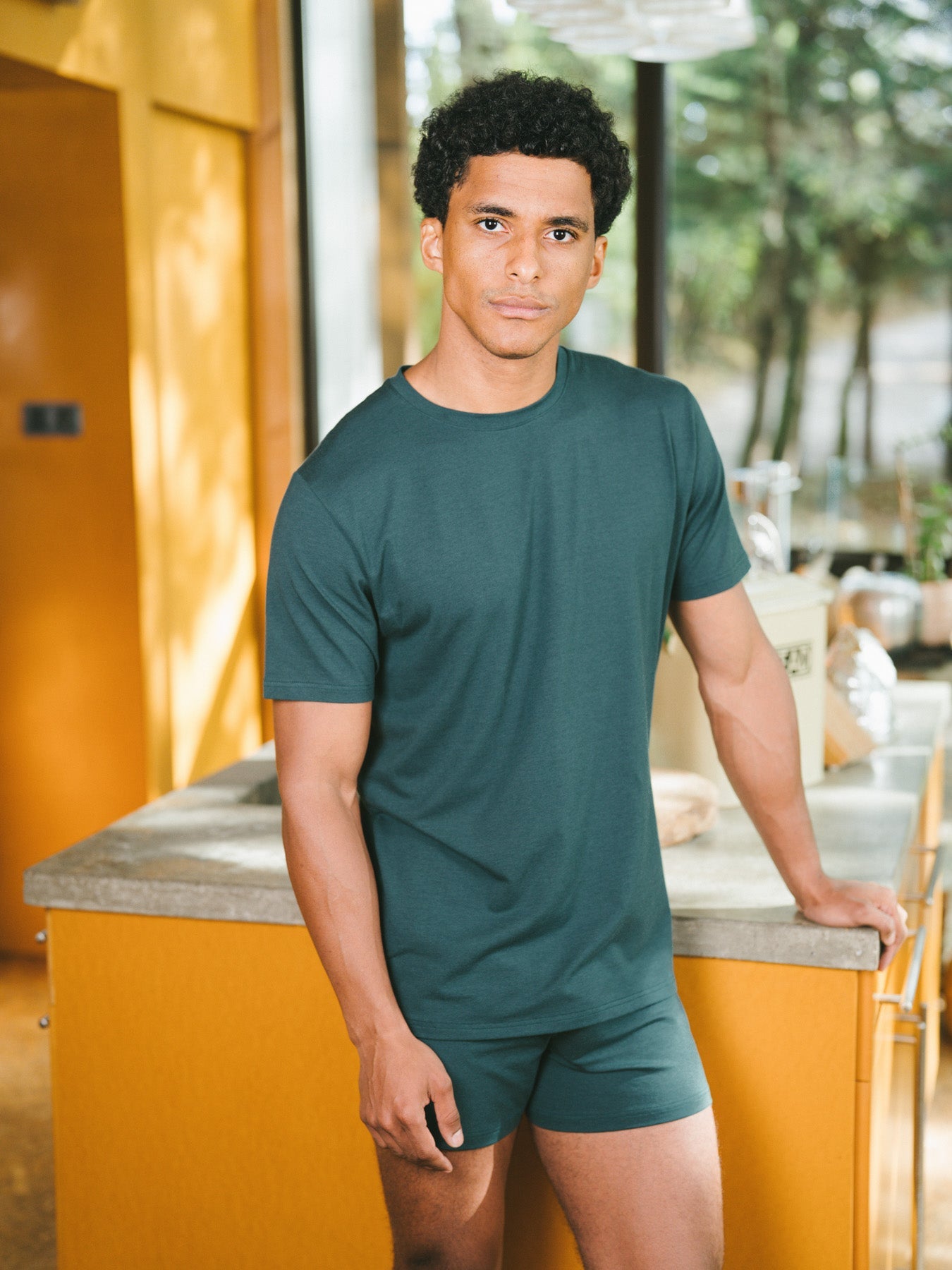 Pétrone T-shirt manches courtes coton pima micromodal bleu pétrole homme#couleur_bleu-pétrole