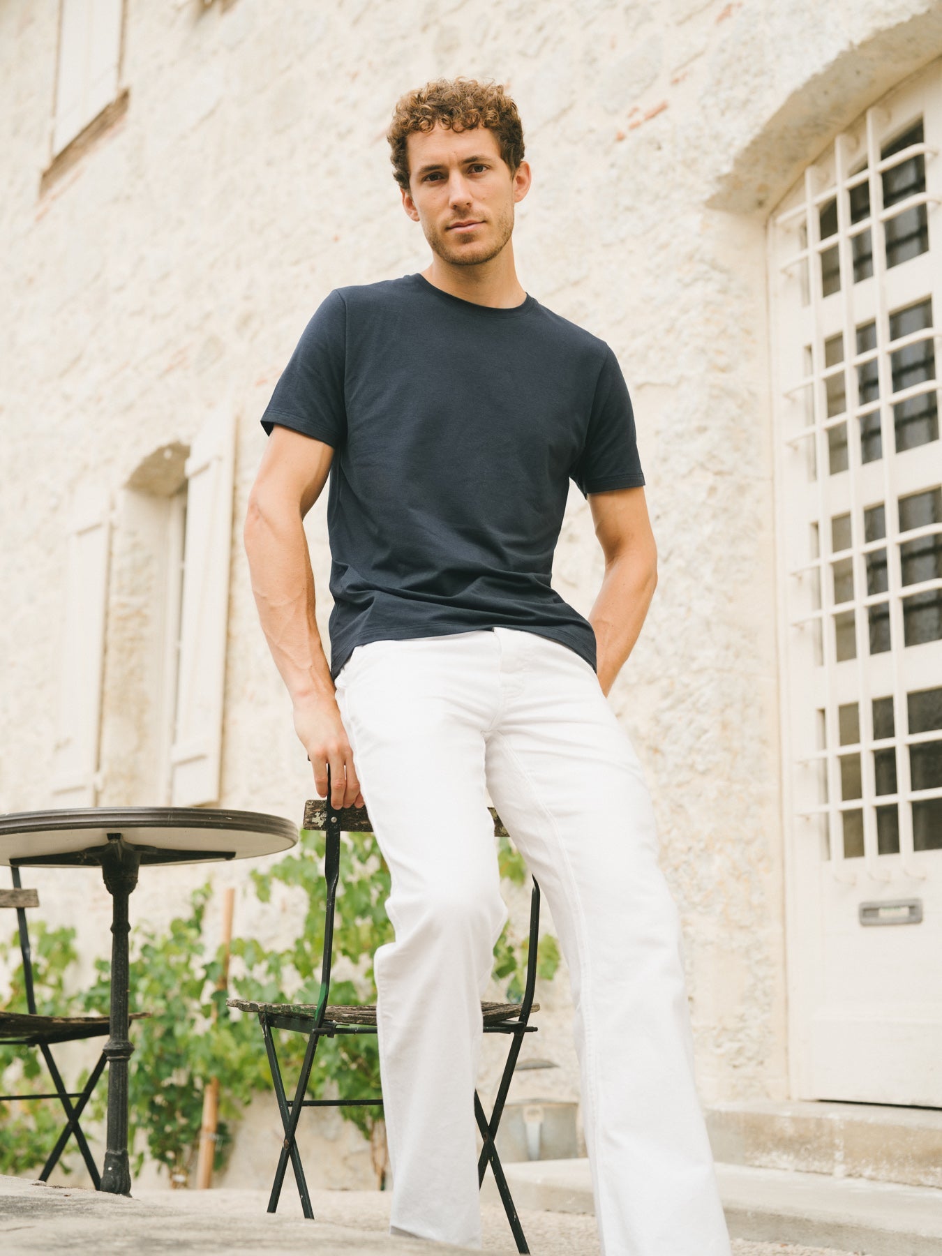 Pétrone T-shirt manches courtes coton pima micromodal bleu marine homme#couleur_bleu-marine