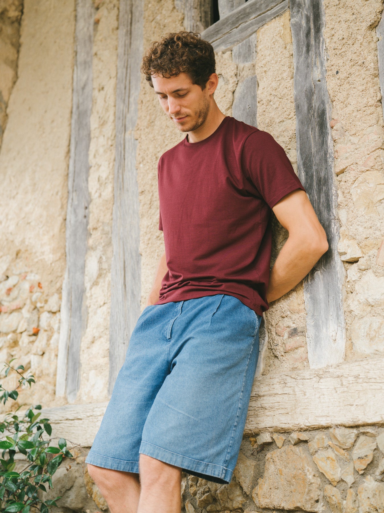 Pétrone T-shirt manches courtes coton pima micromodal bordeaux foncé homme#couleur_bordeaux-foncé