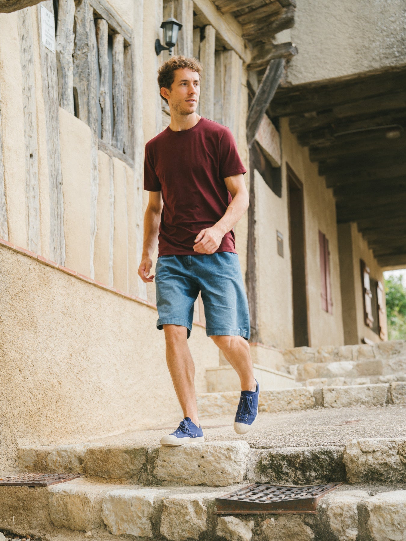 Pétrone T-shirt manches courtes coton pima micromodal bordeaux foncé homme#couleur_bordeaux-foncé