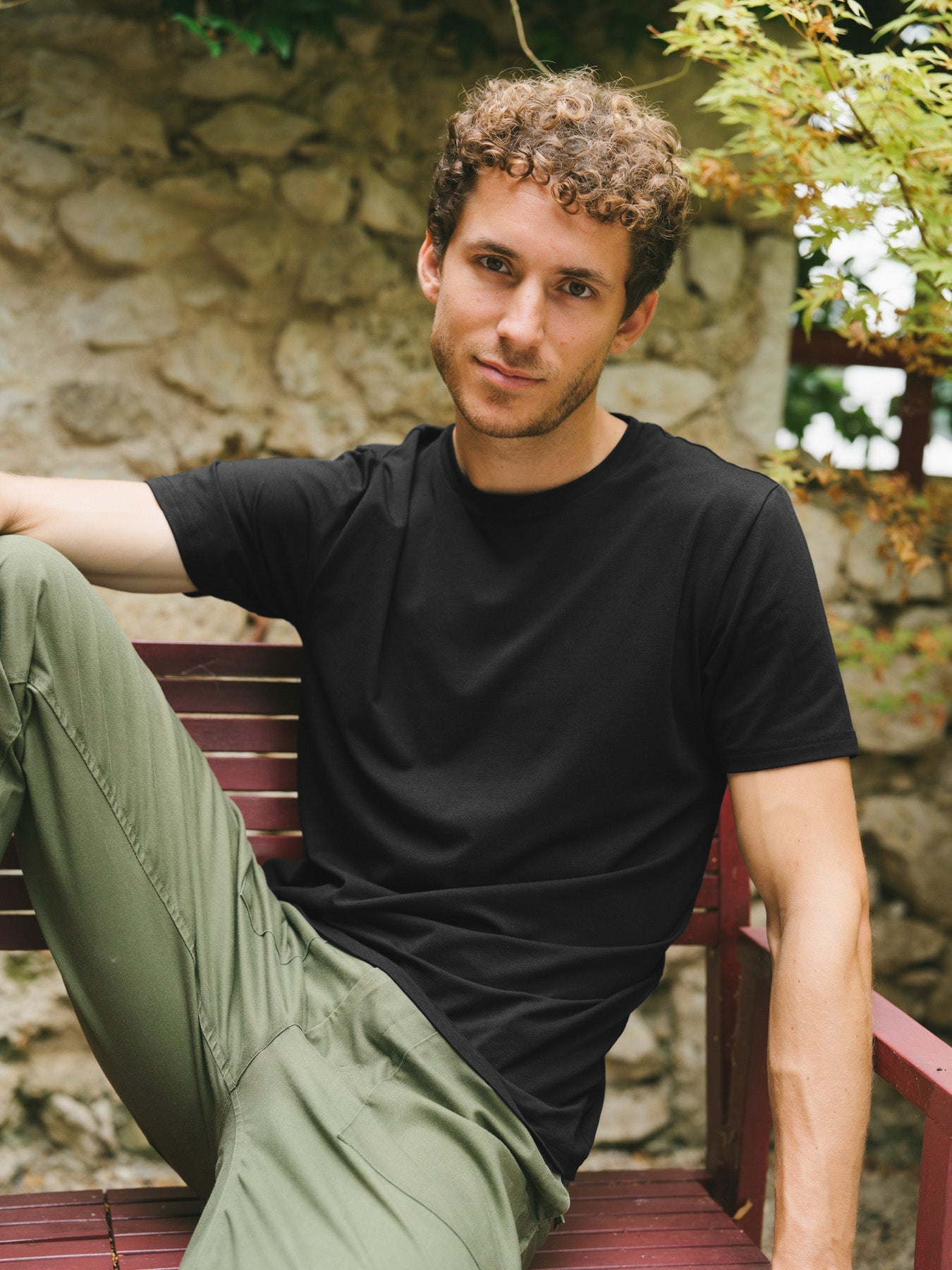 Pétrone T-shirt manches courtes coton pima micromodal noir homme#couleur_noir