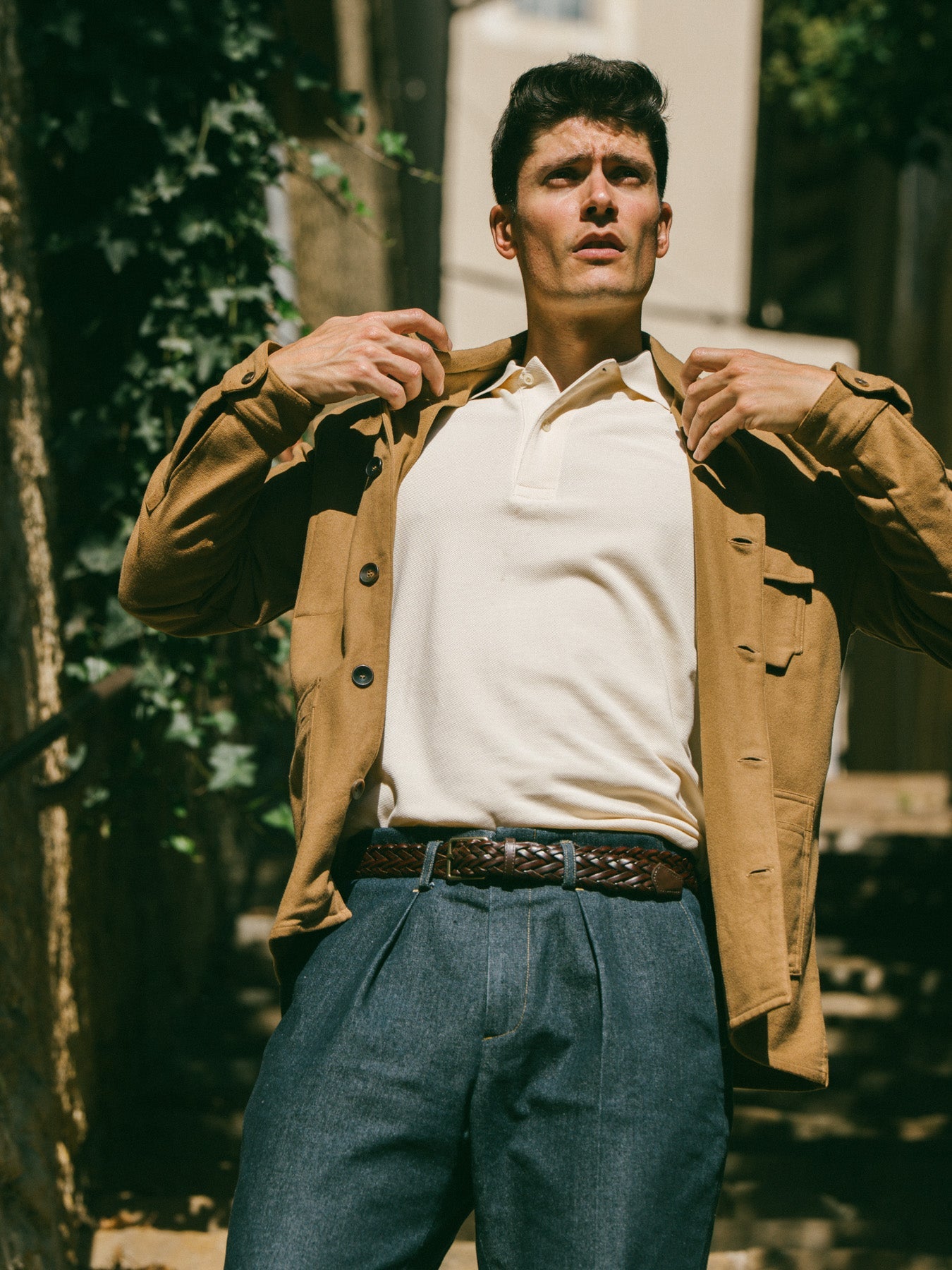 Pétrone Polo manches courtes Tencel coton bio écru homme#couleur_écru