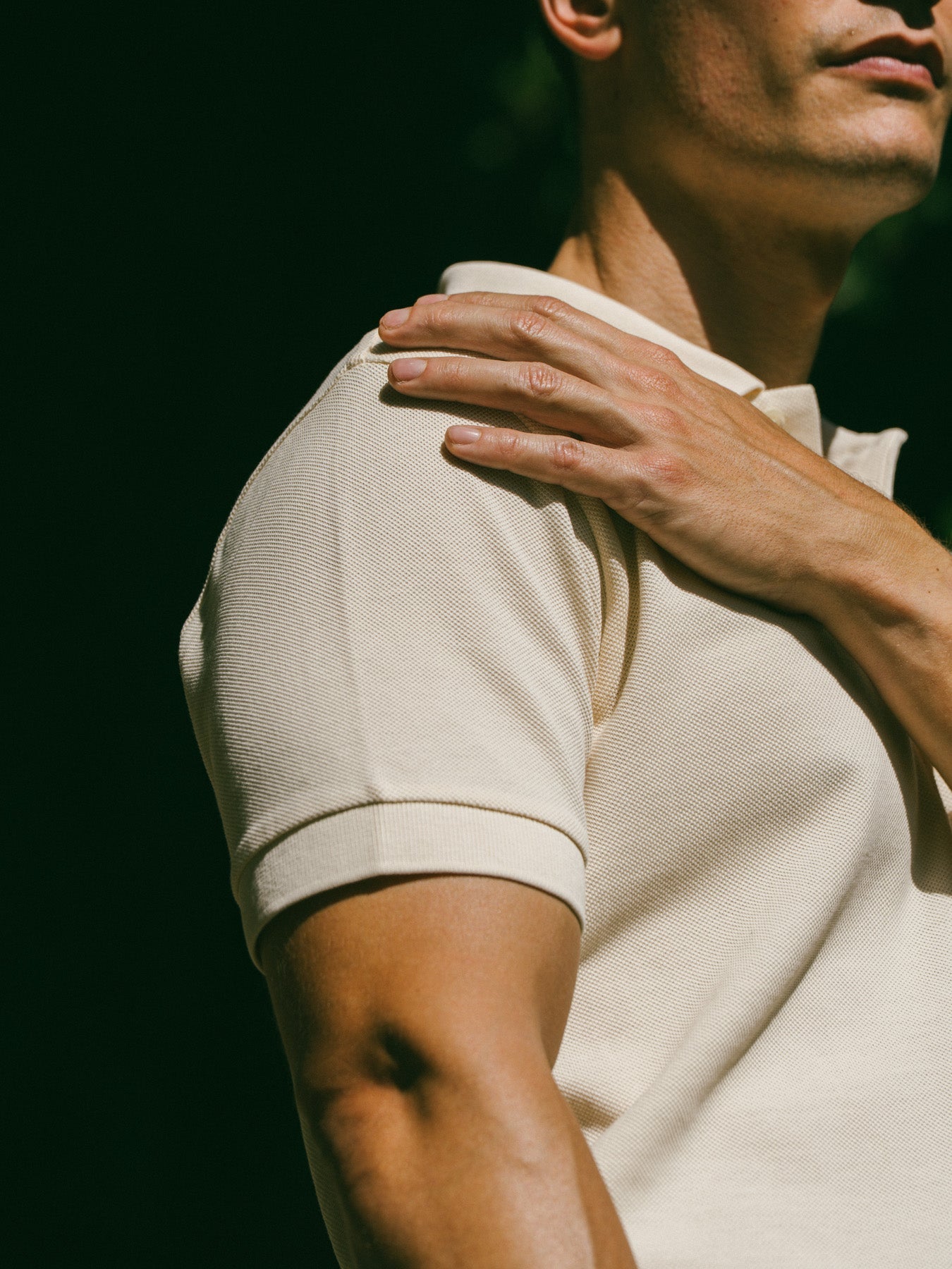 Pétrone Polo manches courtes Tencel coton bio écru homme#couleur_écru