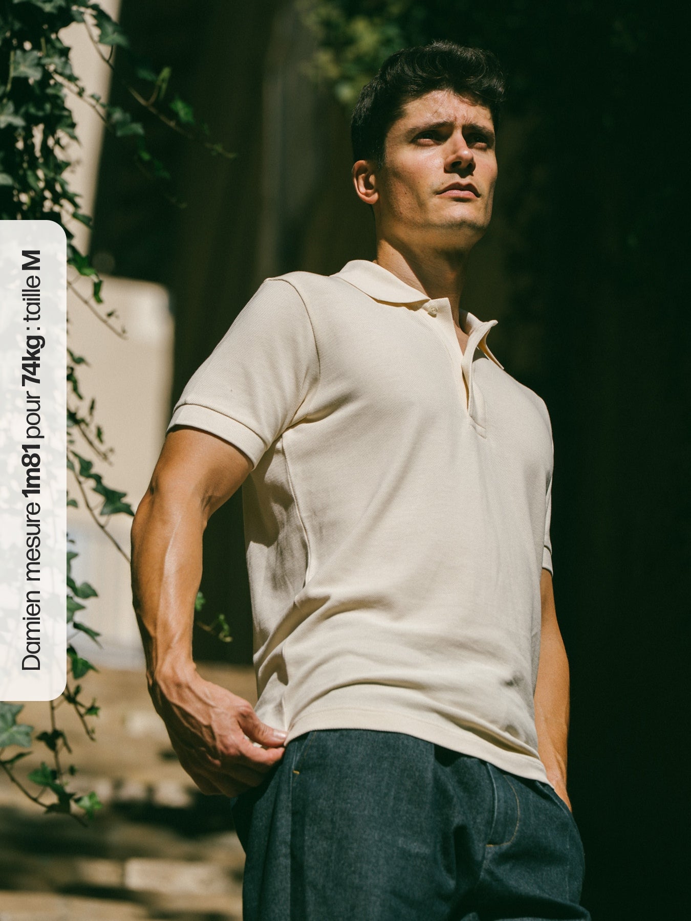 Pétrone Polo manches courtes Tencel coton bio écru homme#couleur_écru