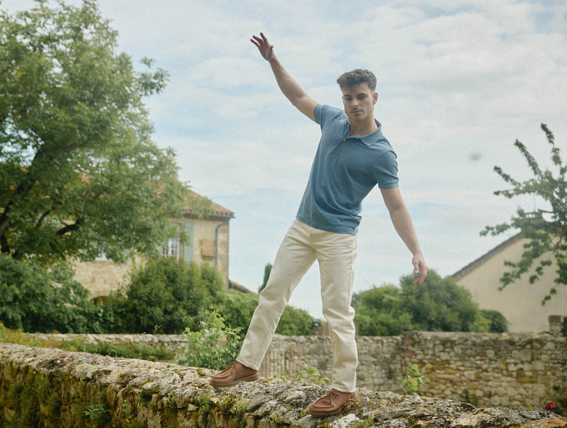 Pétrone Polo manches courtes Tencel coton bio bleu gris homme#couleur_bleu-gris