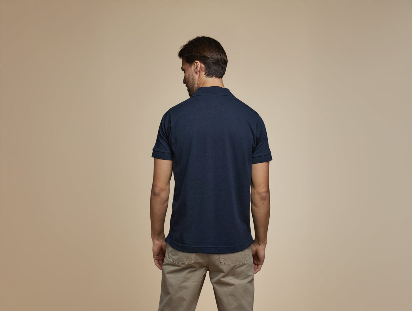 Pétrone Polo manches courtes Tencel coton bio bleu marine homme#couleur_bleu-marine