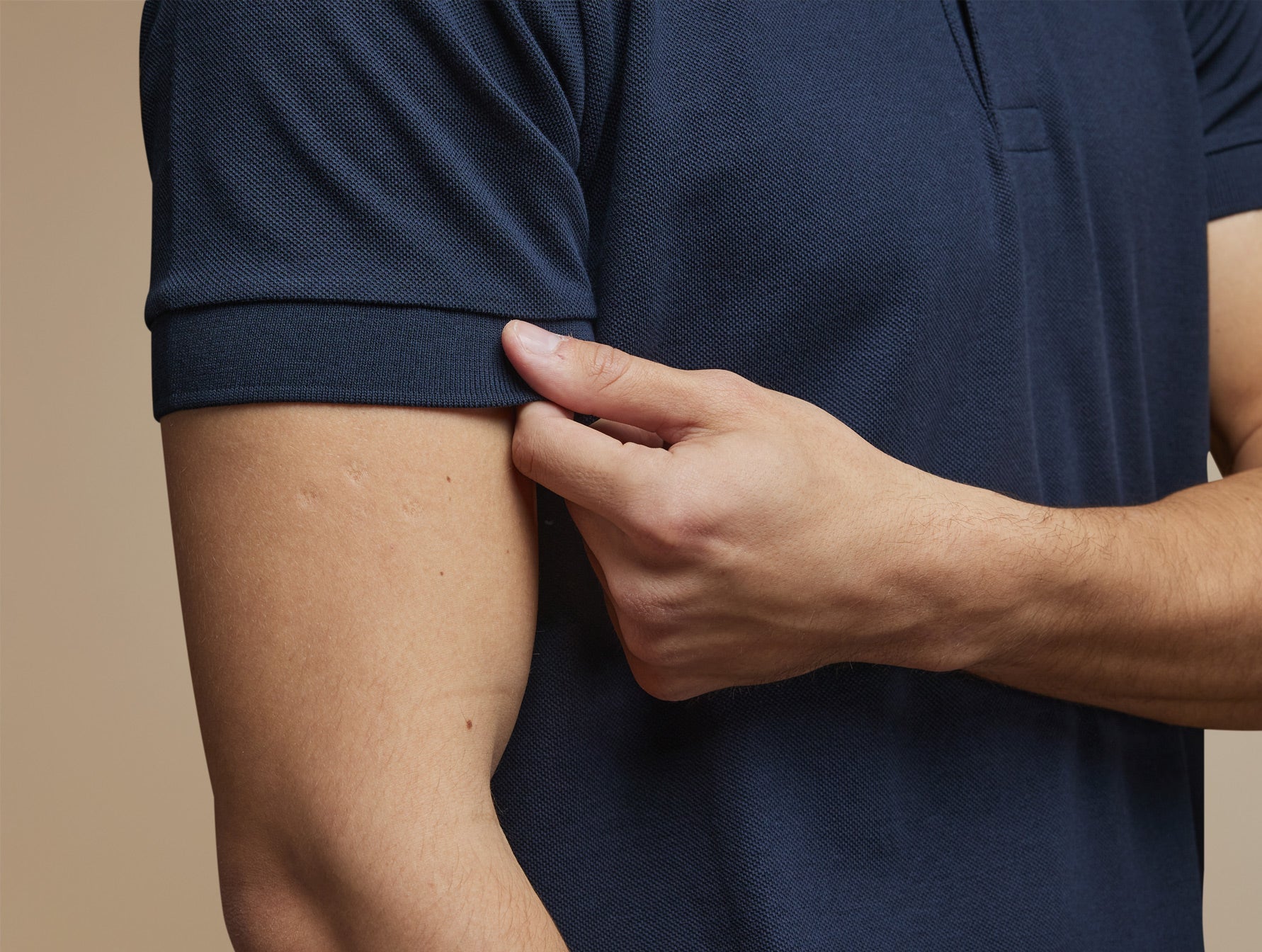 Pétrone Polo manches courtes Tencel coton bio bleu marine homme#couleur_bleu-marine