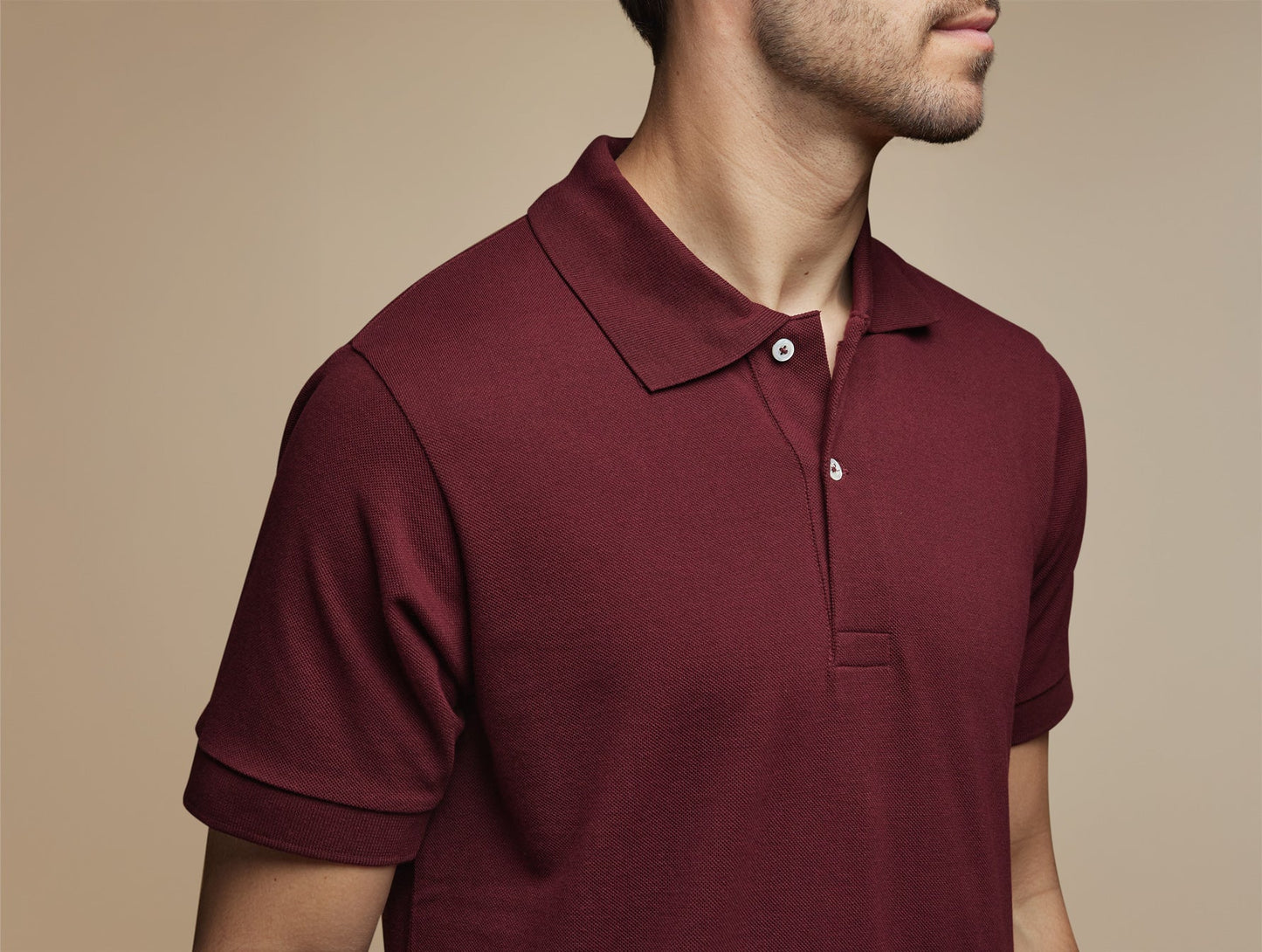 Pétrone Polo manches courtes Tencel coton bio bordeaux homme#couleur_bordeaux