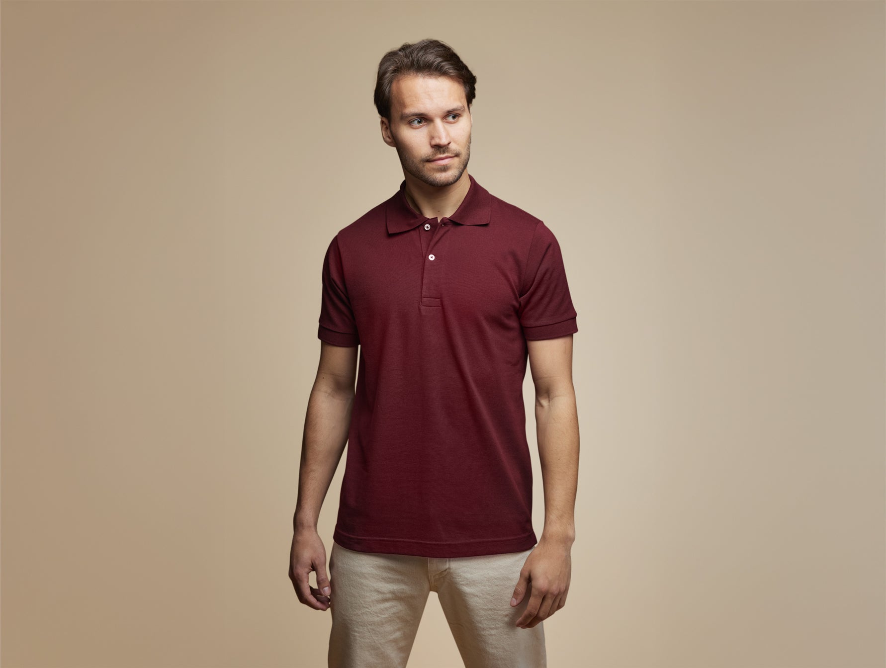 Pétrone Polo manches courtes Tencel coton bio bordeaux homme#couleur_bordeaux