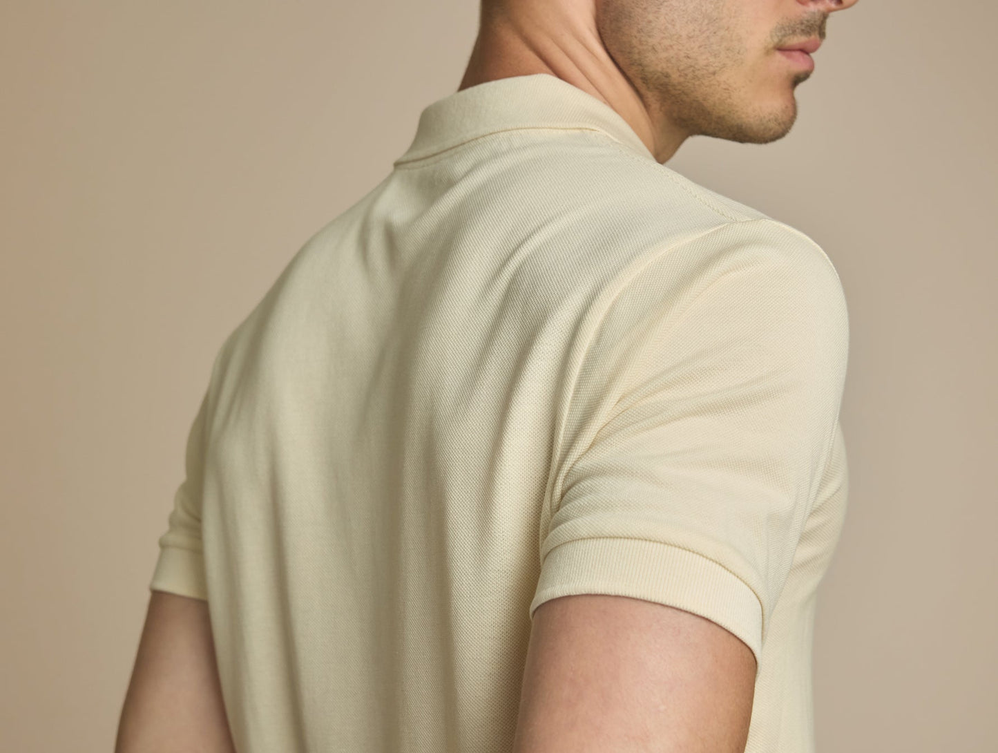 Pétrone Polo manches courtes Tencel coton bio écru homme#couleur_écru