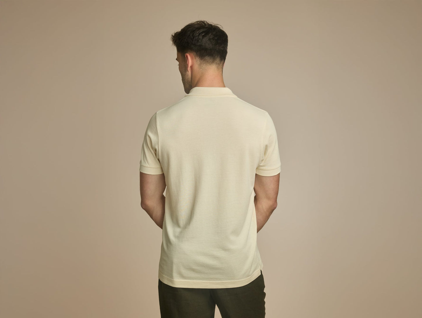 Pétrone Polo manches courtes Tencel coton bio écru homme#couleur_écru