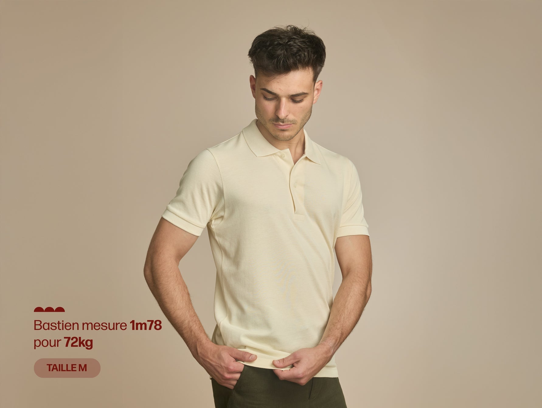Pétrone Polo manches courtes Tencel coton bio écru homme#couleur_écru