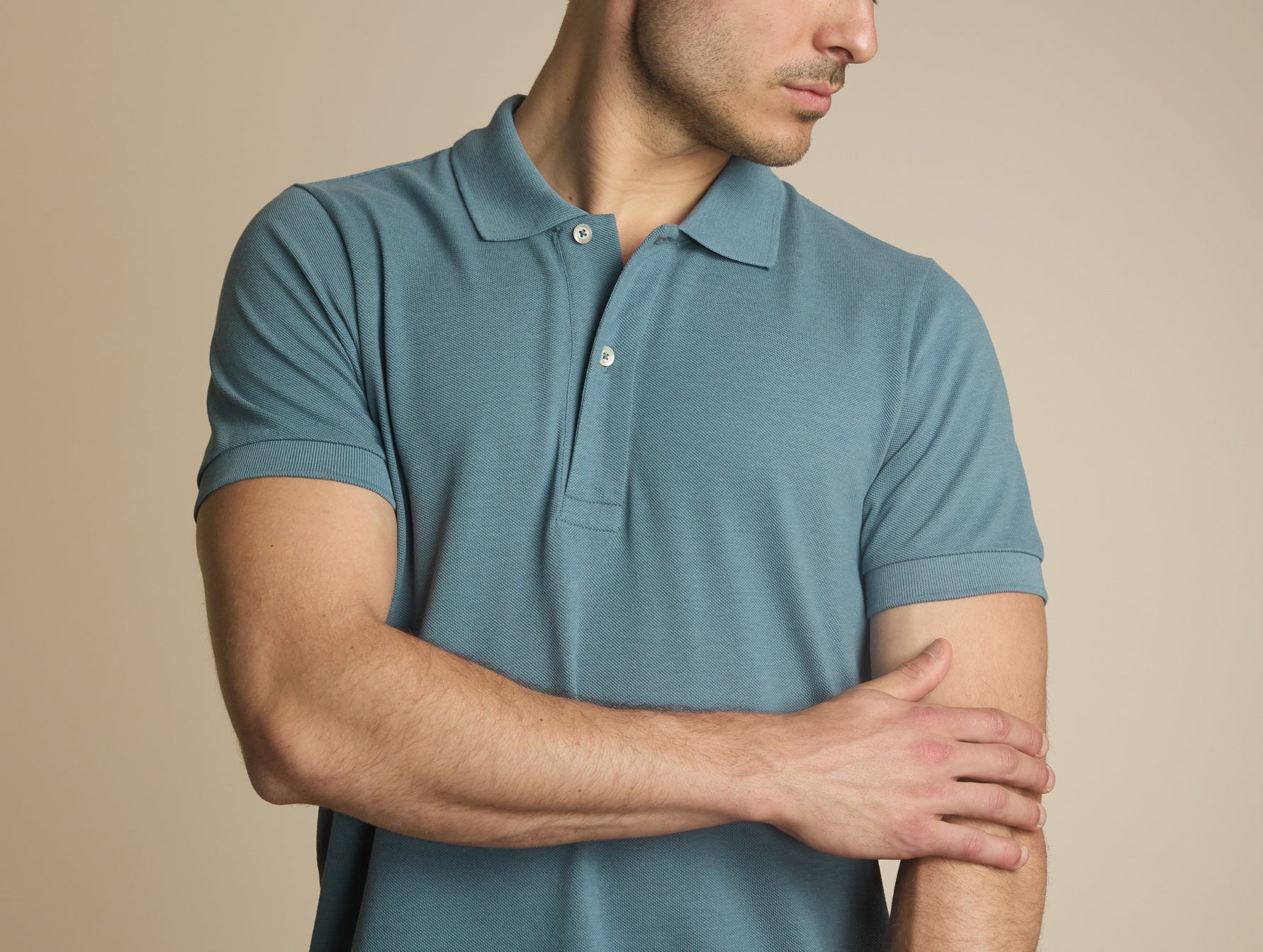 Pétrone Polo manches courtes Tencel coton bio bleu gris homme#couleur_bleu-gris