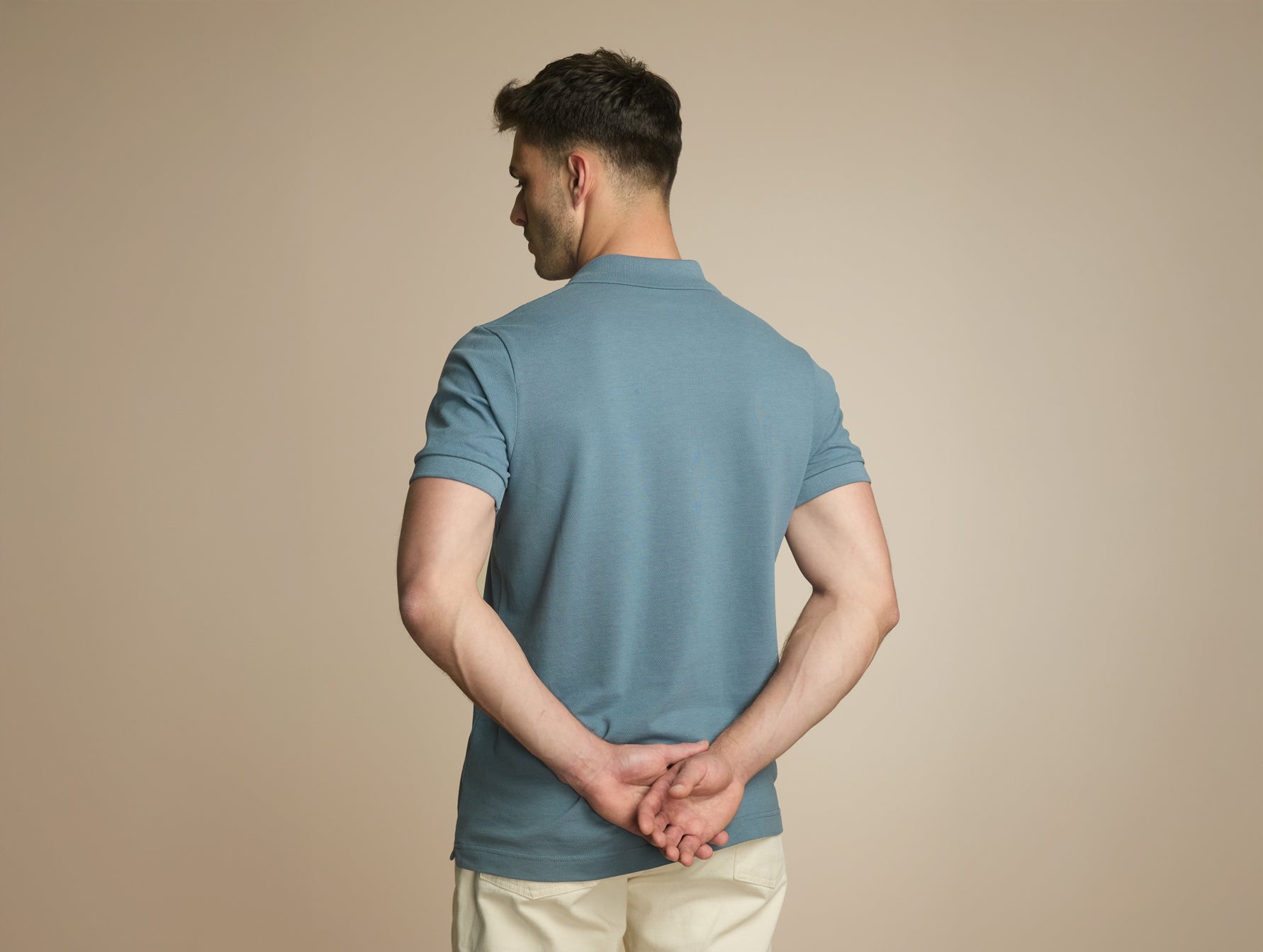 Pétrone Polo manches courtes Tencel coton bio bleu gris homme#couleur_bleu-gris