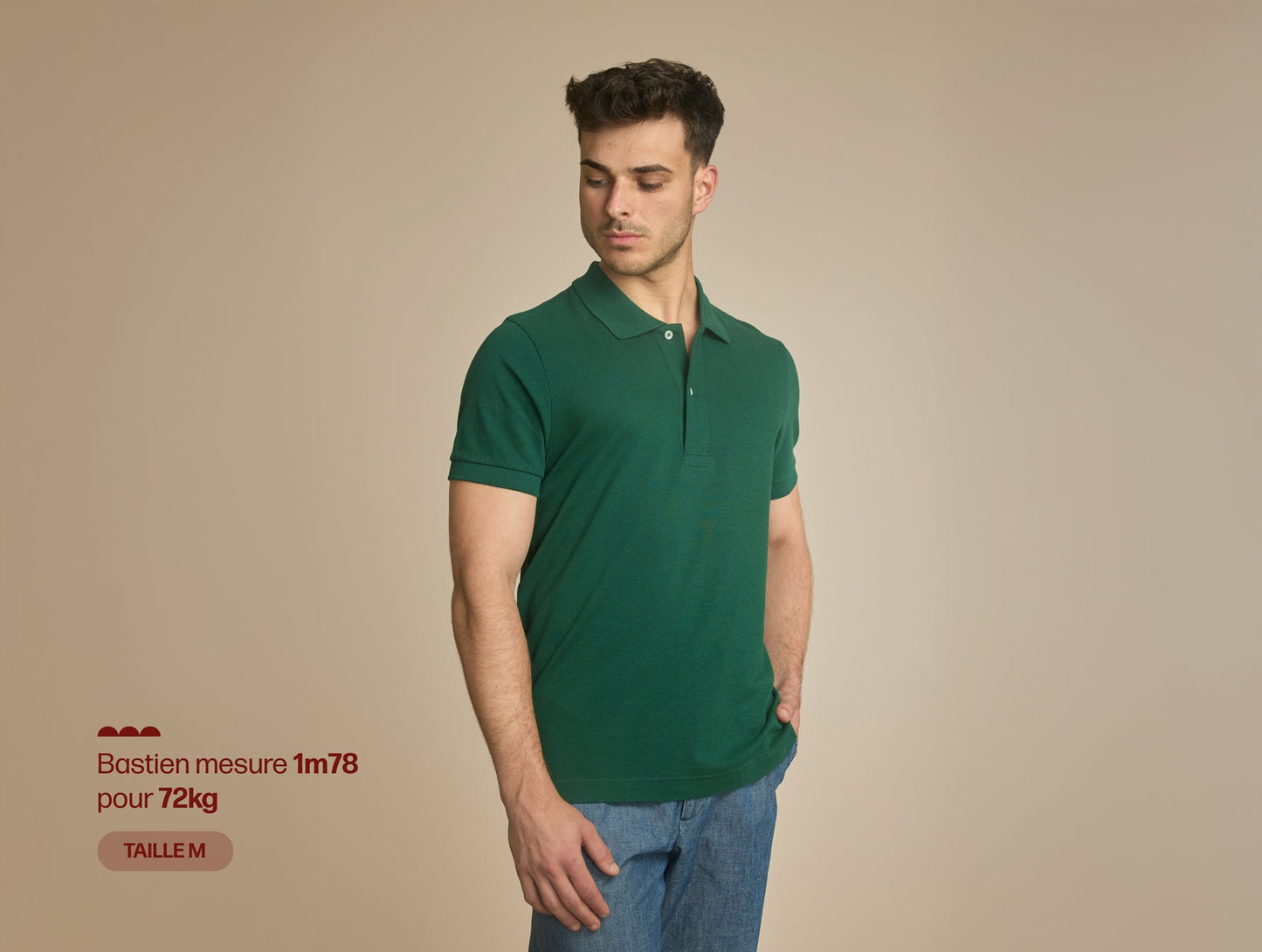 Pétrone Polo manches courtes Tencel coton bio vert émeraude homme#couleur_vert-émeraude
