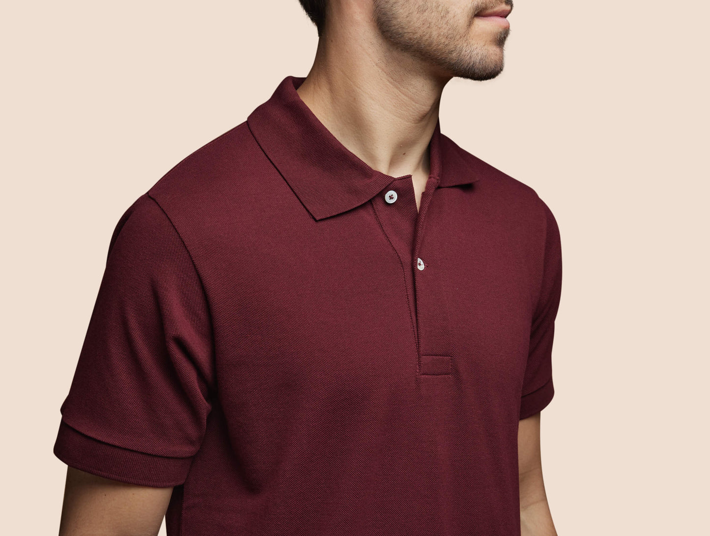 Pétrone Polo manches courtes Tencel coton bio bordeaux homme#couleur_bordeaux