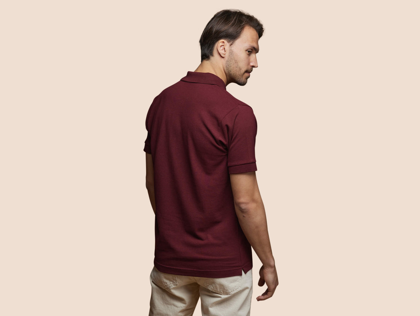 Pétrone Polo manches courtes Tencel coton bio bordeaux homme#couleur_bordeaux
