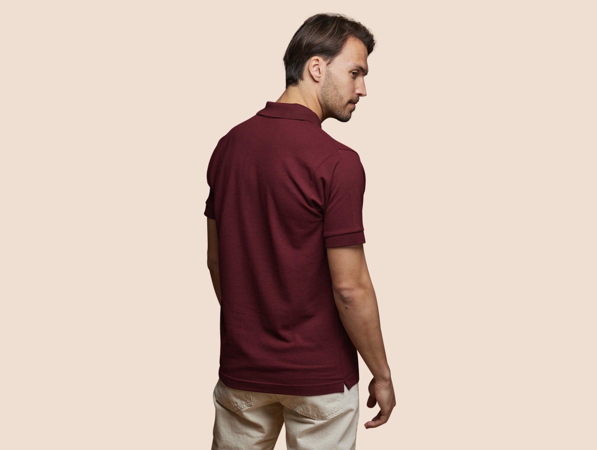 Pétrone Polo manches courtes Tencel coton bio bordeaux homme#couleur_bordeaux