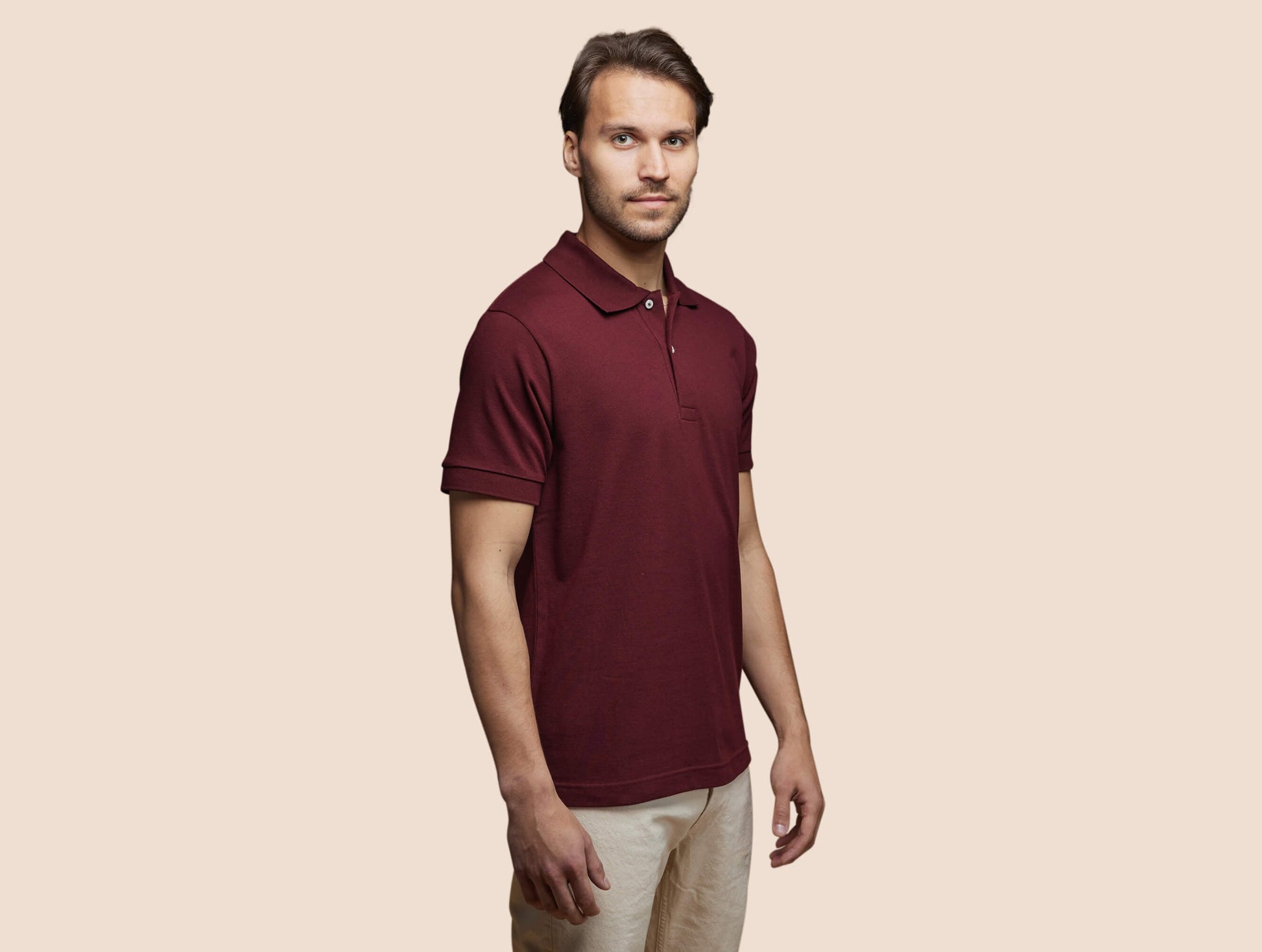 Pétrone Polo manches courtes Tencel coton bio bordeaux homme#couleur_bordeaux
