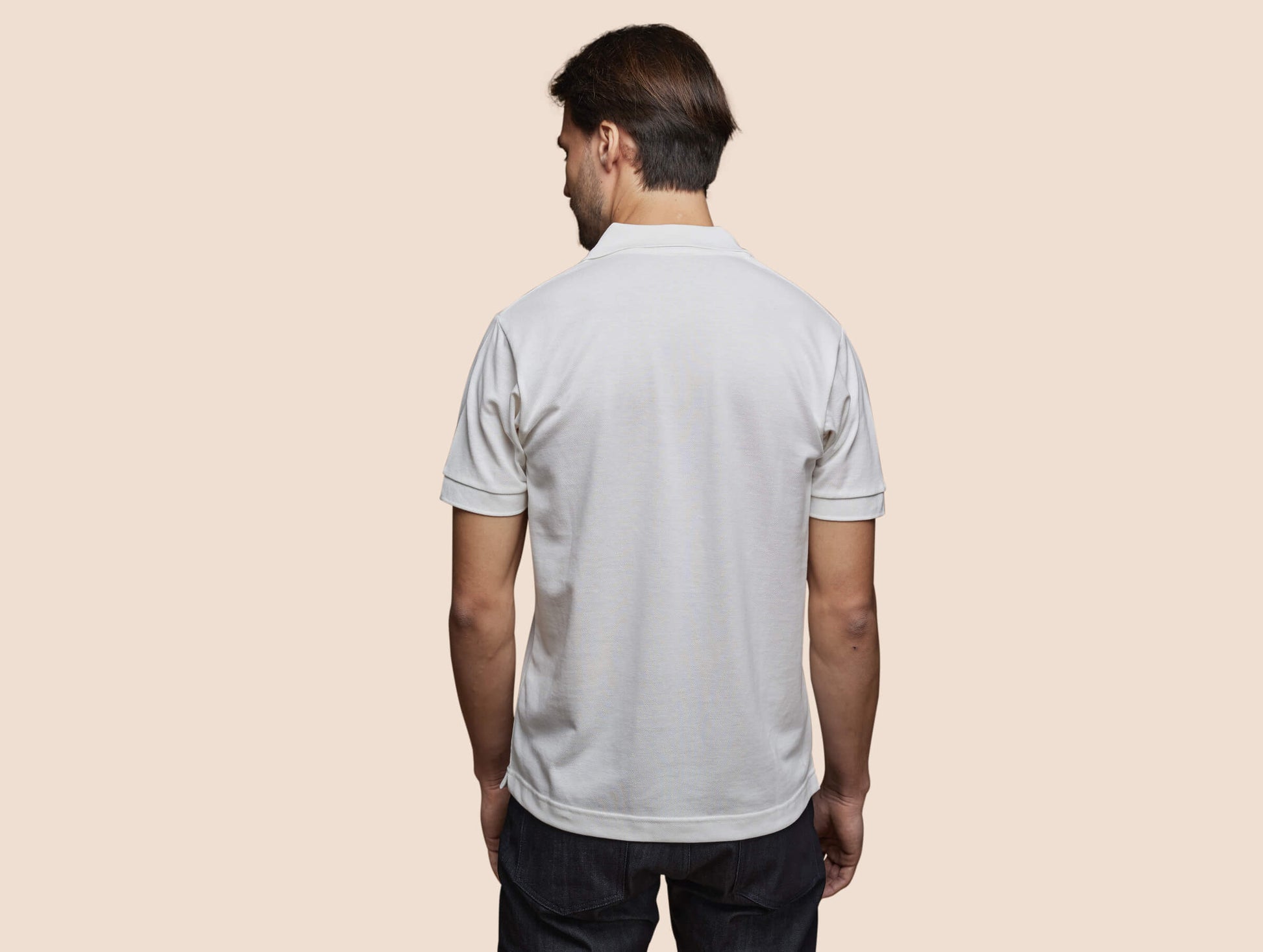 Pétrone Polo manches courtes Tencel coton bio blanc crème homme#couleur_blanc-crème