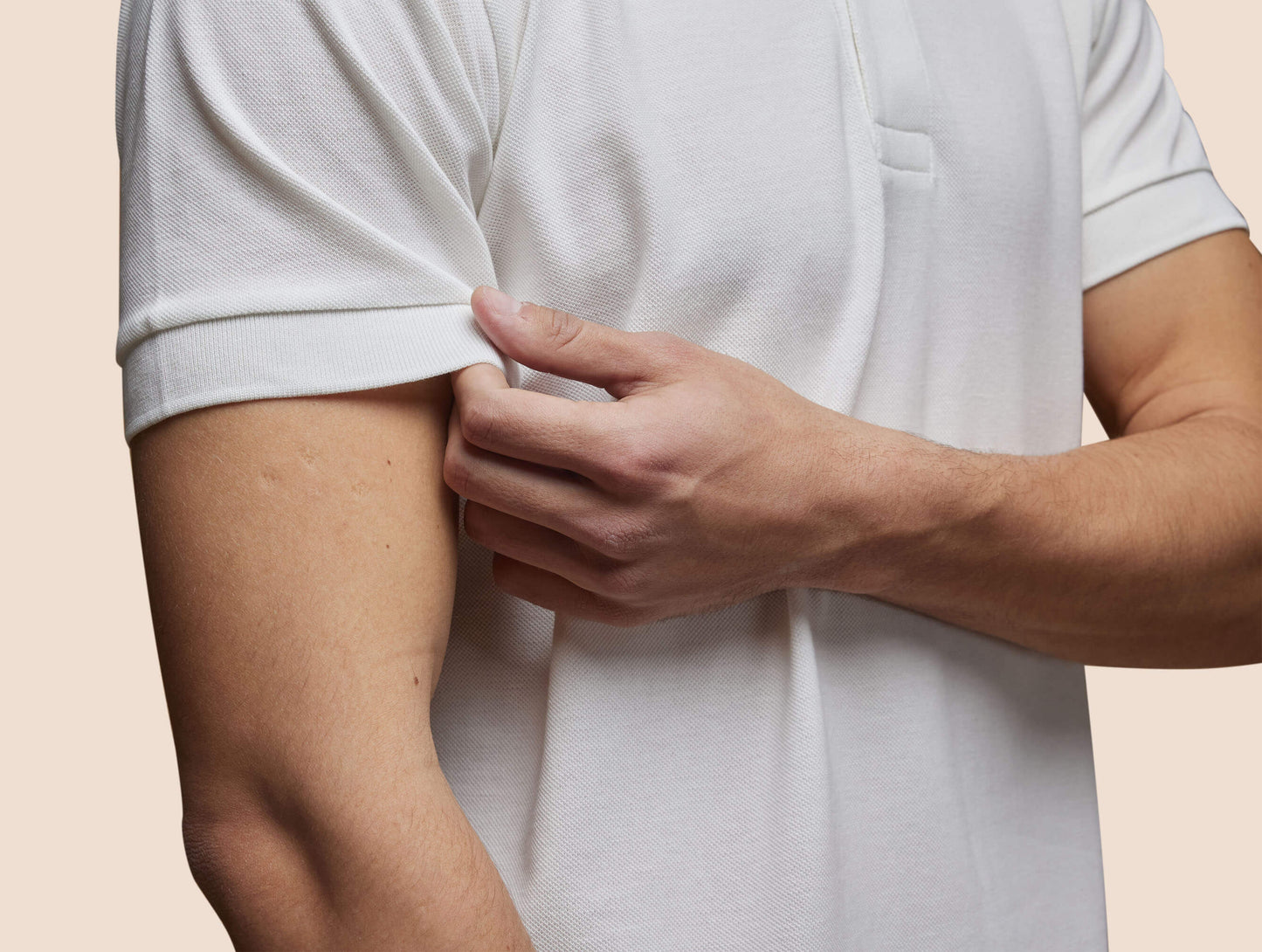 Pétrone Polo manches courtes Tencel coton bio blanc crème homme#couleur_blanc-crème