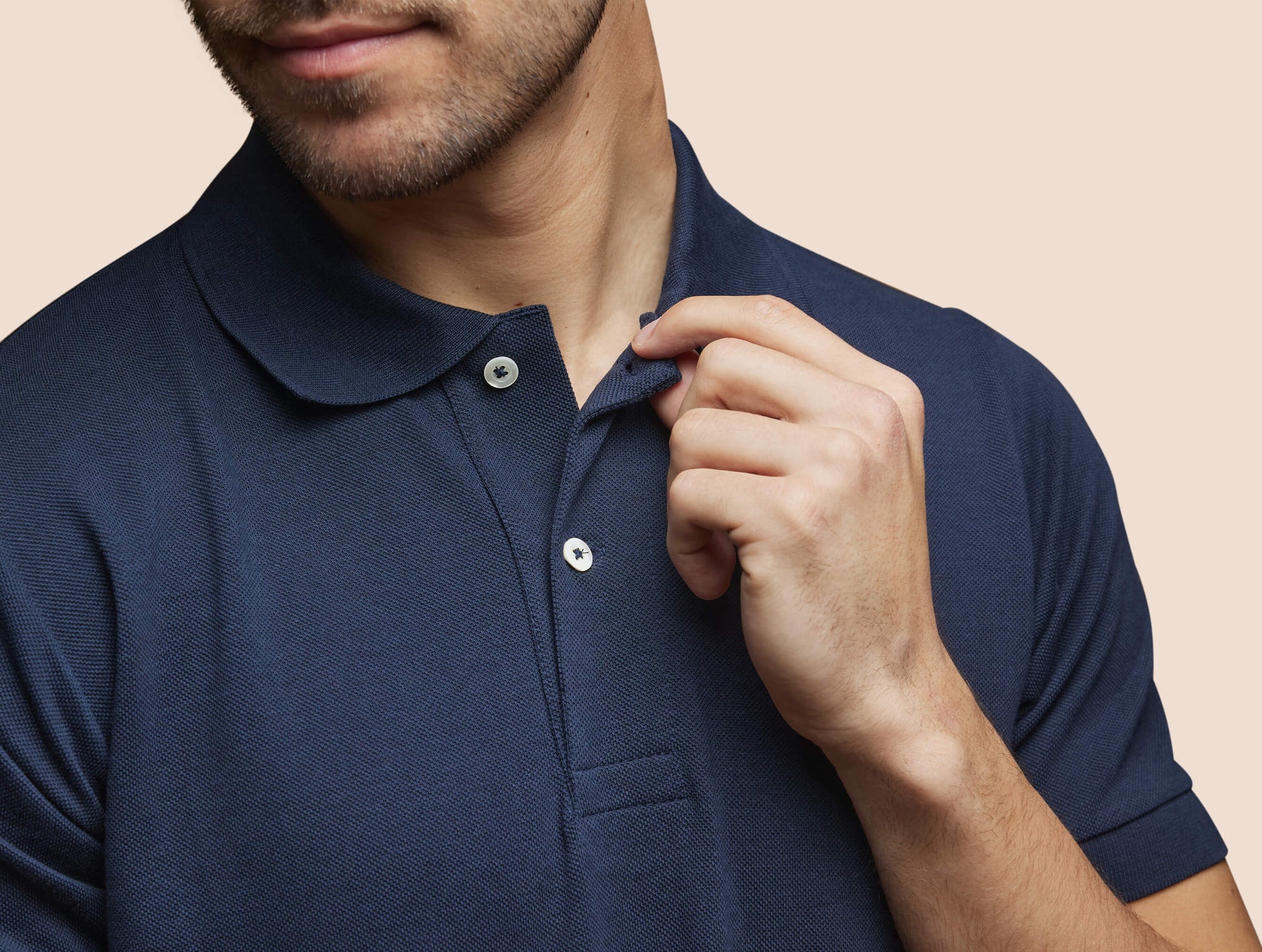 Pétrone Polo manches courtes Tencel coton bio bleu marine homme#couleur_bleu-marine