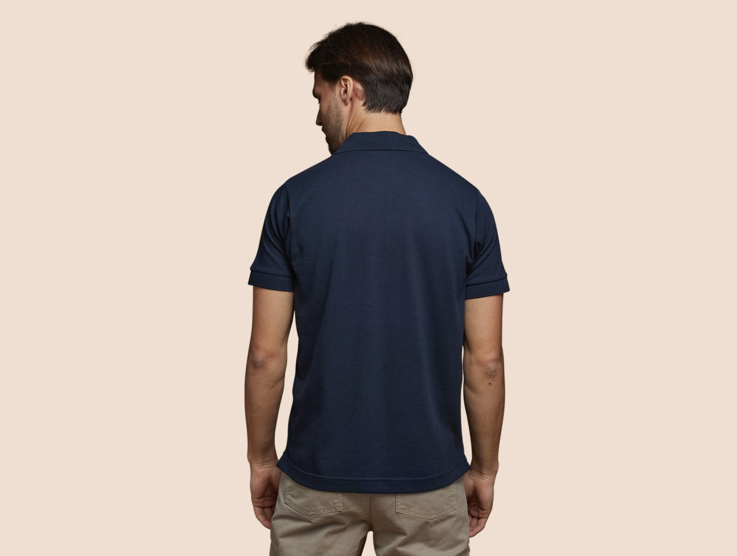 Pétrone Polo manches courtes Tencel coton bio bleu marine homme#couleur_bleu-marine