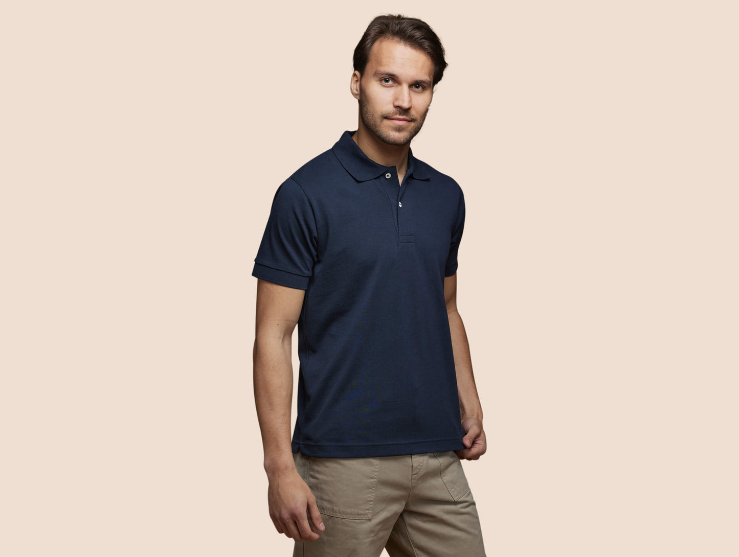 Pétrone Polo manches courtes Tencel coton bio bleu marine homme#couleur_bleu-marine