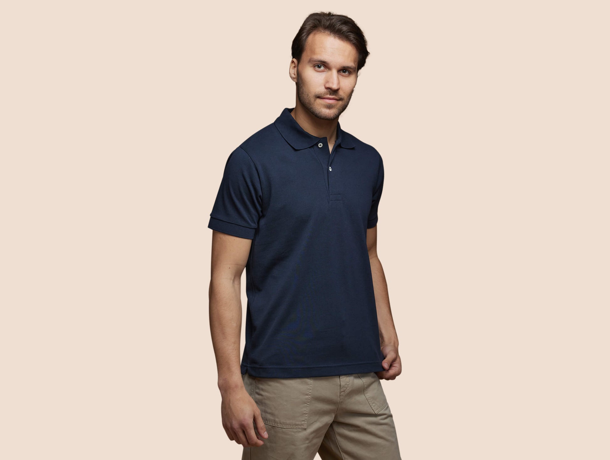 Pétrone Polo manches courtes Tencel coton bio bleu marine homme#couleur_bleu-marine