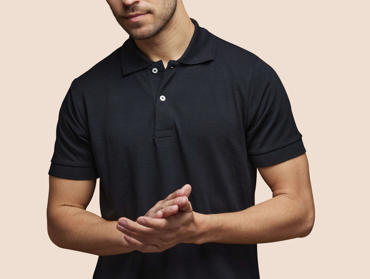 Pétrone Polo manches courtes Tencel coton bio noir homme#couleur_noir