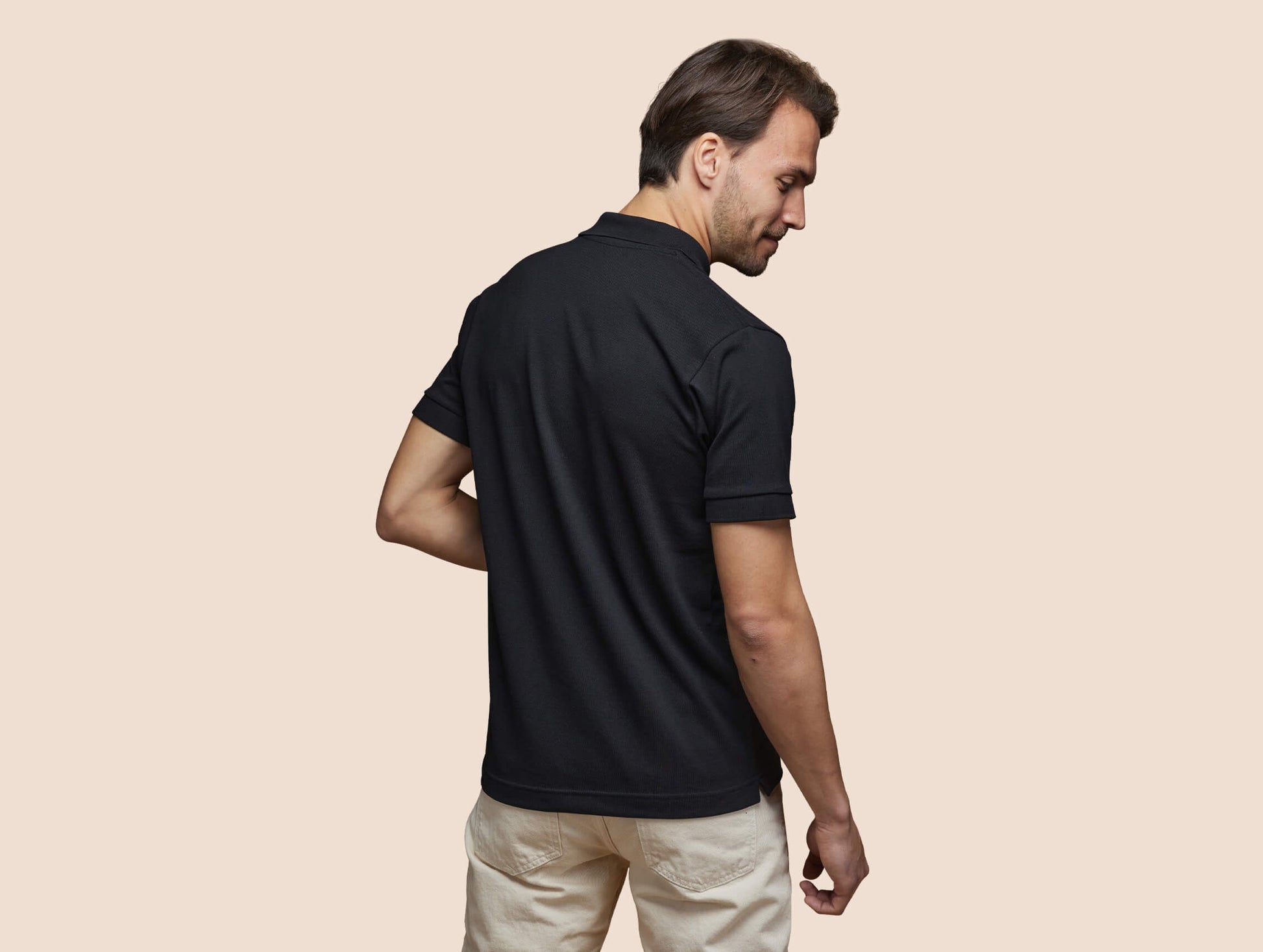 Pétrone Polo manches courtes Tencel coton bio noir homme#couleur_noir