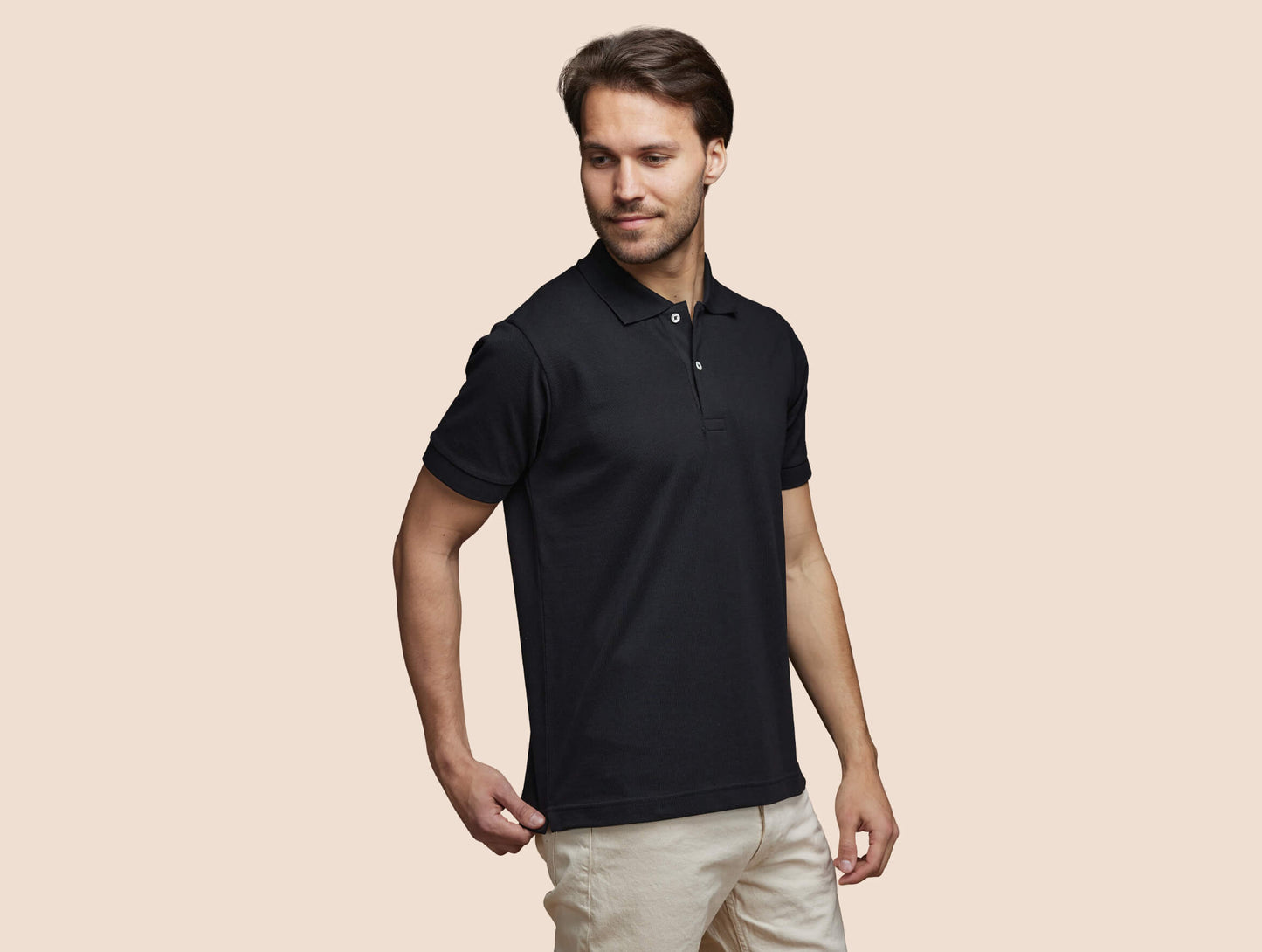 Pétrone Polo manches courtes Tencel coton bio noir homme#couleur_noir