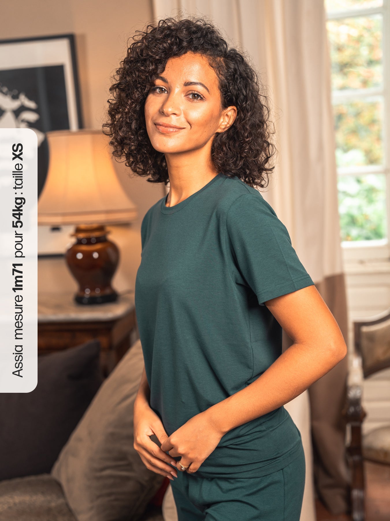 Pétrone T-shirt manches courtes coton pima micromodal bleu pétrole femme#couleur_bleu-pétrole