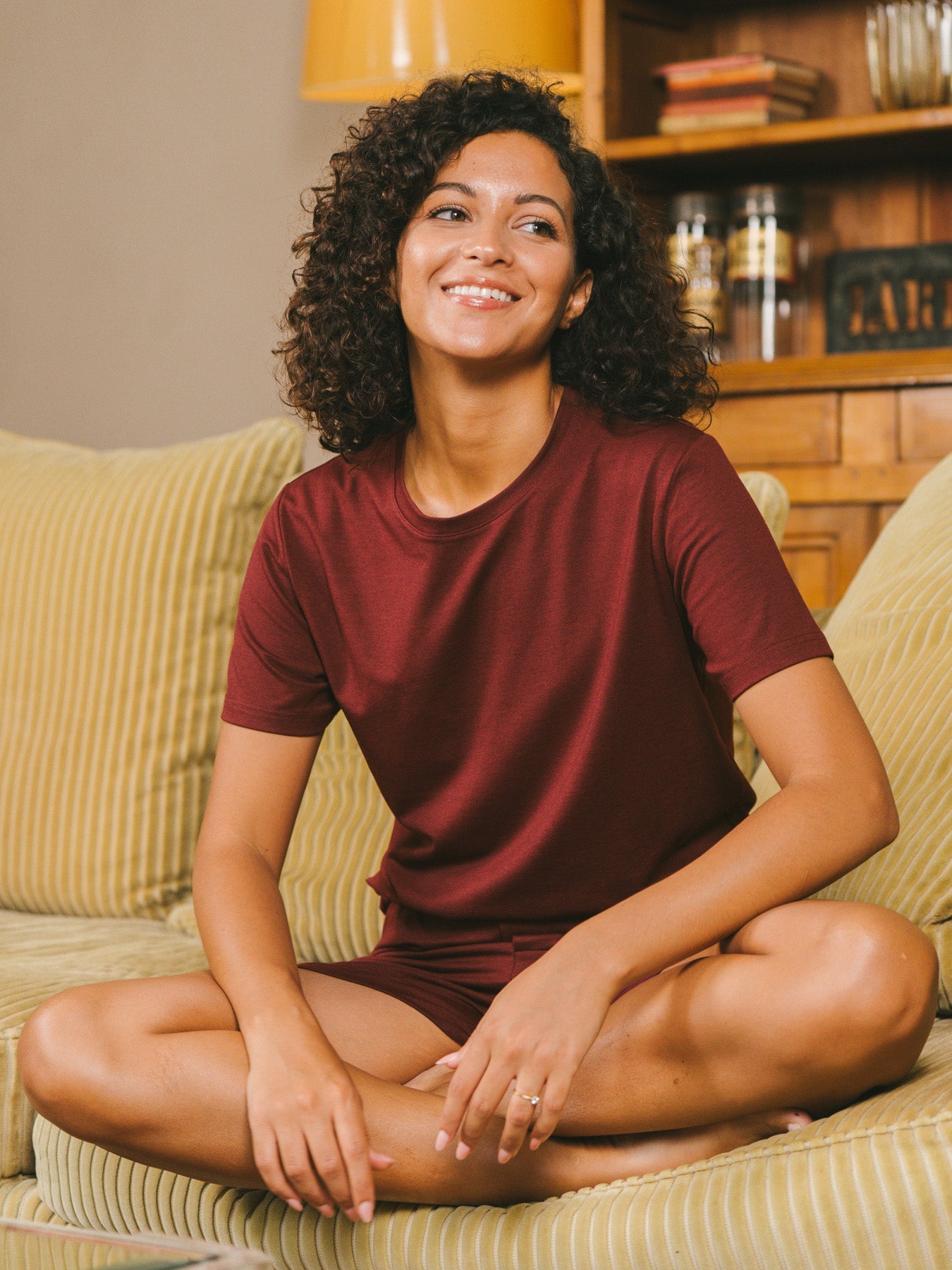 Pétrone T-shirt manches courtes coton pima micromodal bordeaux foncé femme#couleur_bordeaux-foncé