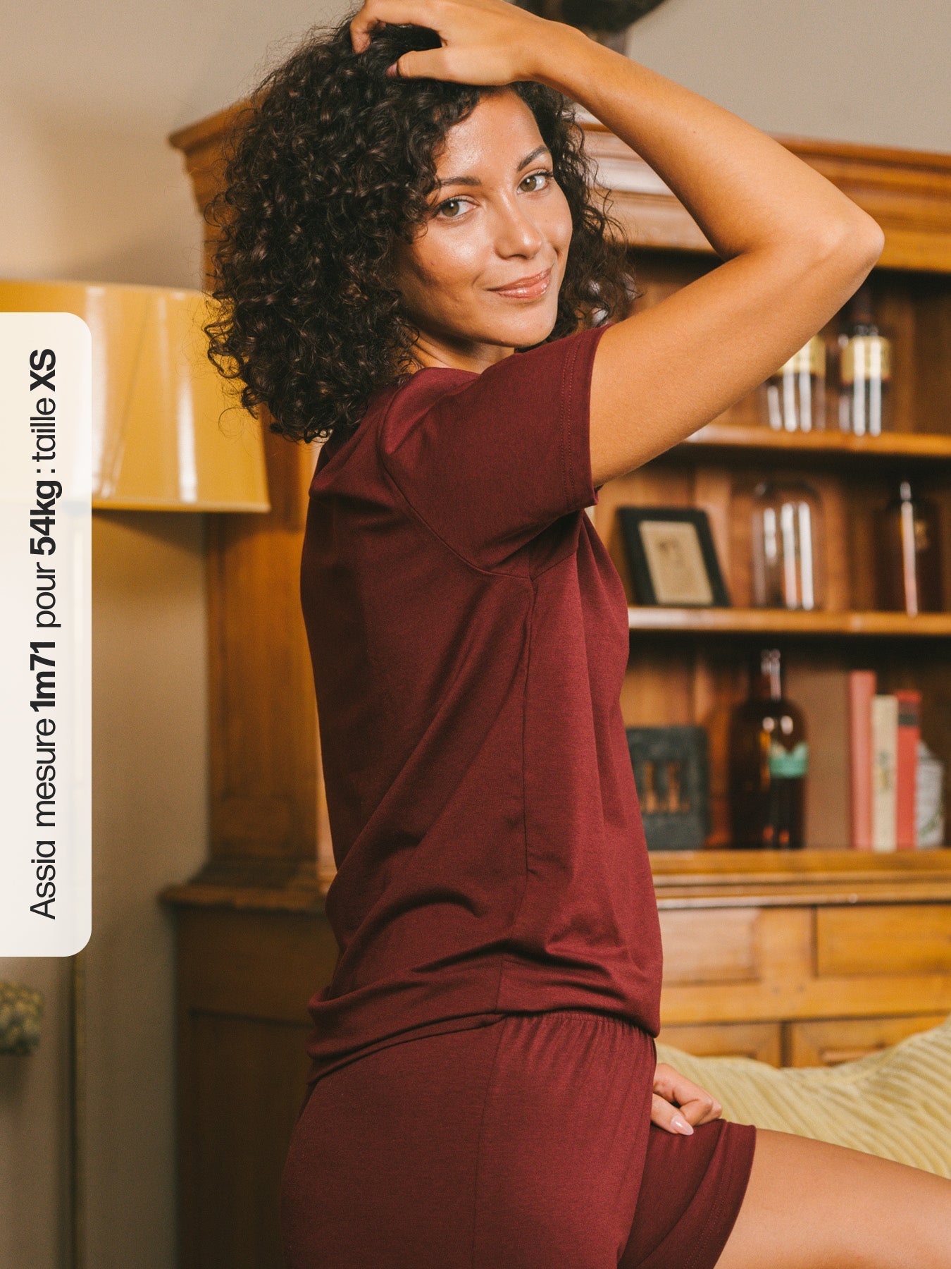 Pétrone T-shirt manches courtes coton pima micromodal bordeaux foncé femme#couleur_bordeaux-foncé