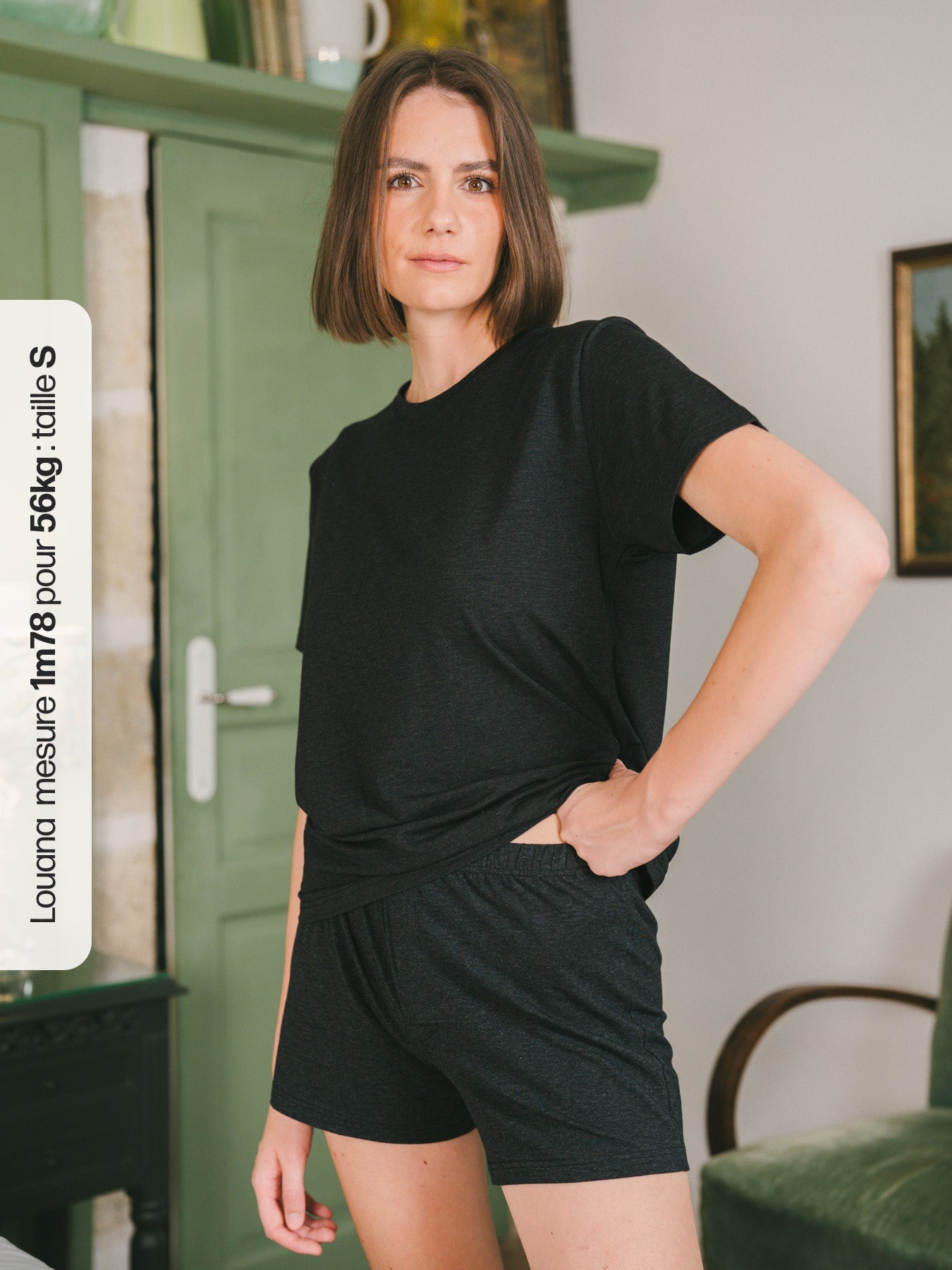 Pétrone T-shirt manches courtes coton pima micromodal gris anthracite femme#couleur_gris-anthracite