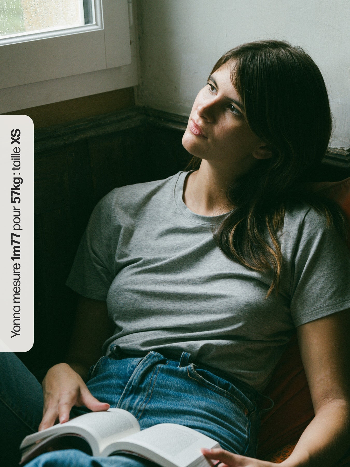 Pétrone T-shirt manches courtes coton pima micromodal gris chiné clair femme#couleur_gris-chiné-clair