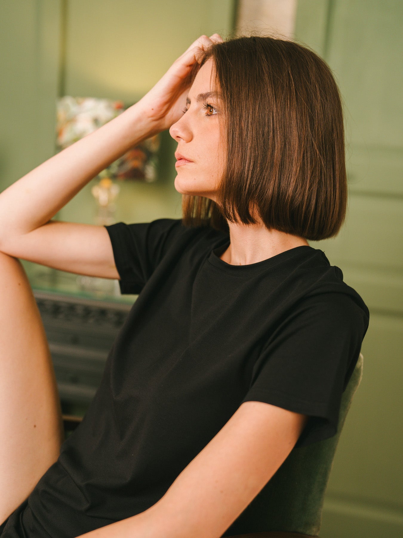 Pétrone T-shirt manches courtes coton pima micromodal noir femme#couleur_noir