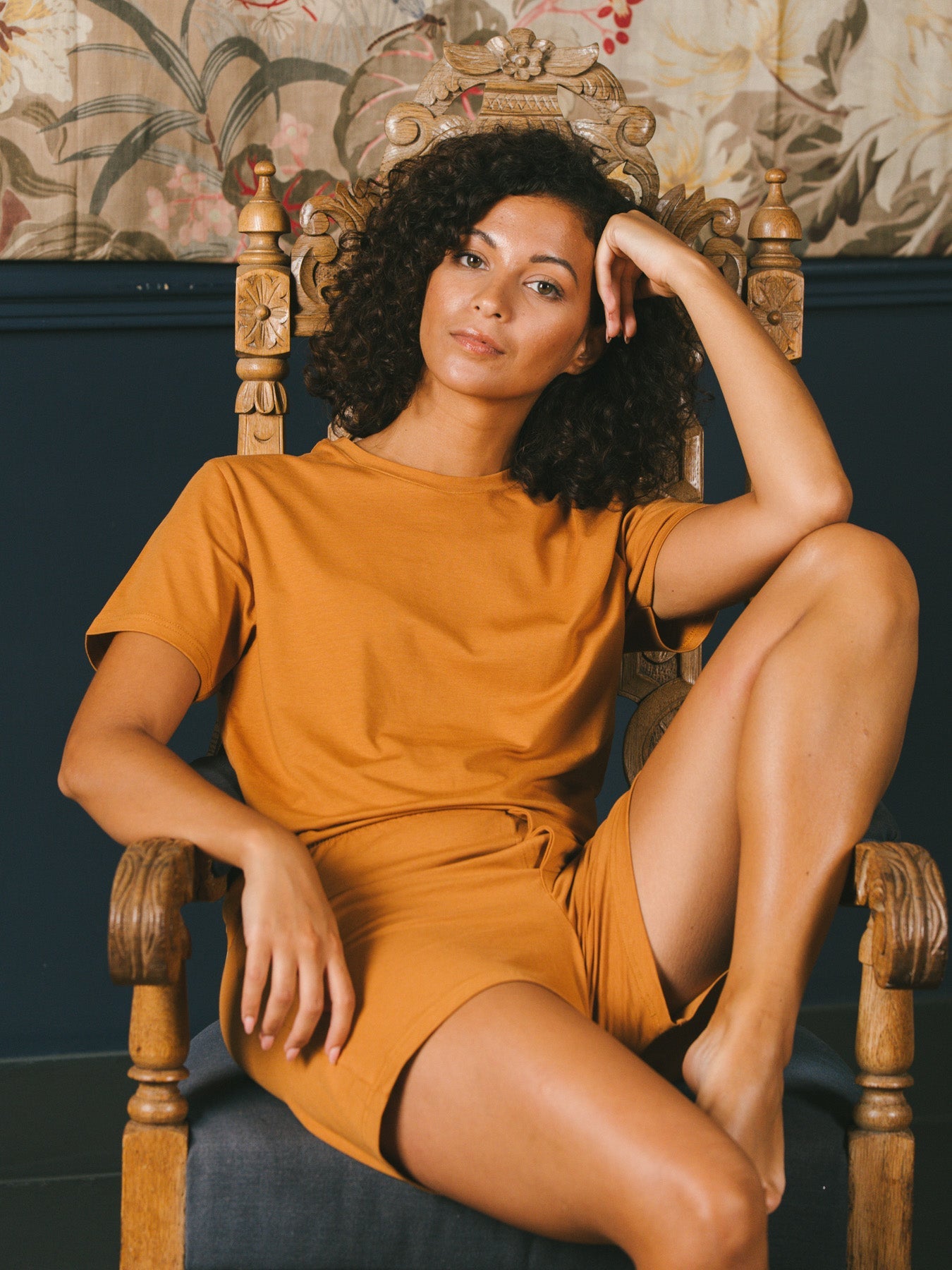 Pétrone T-shirt manches courtes coton pima micromodal ocre femme#couleur_ocre