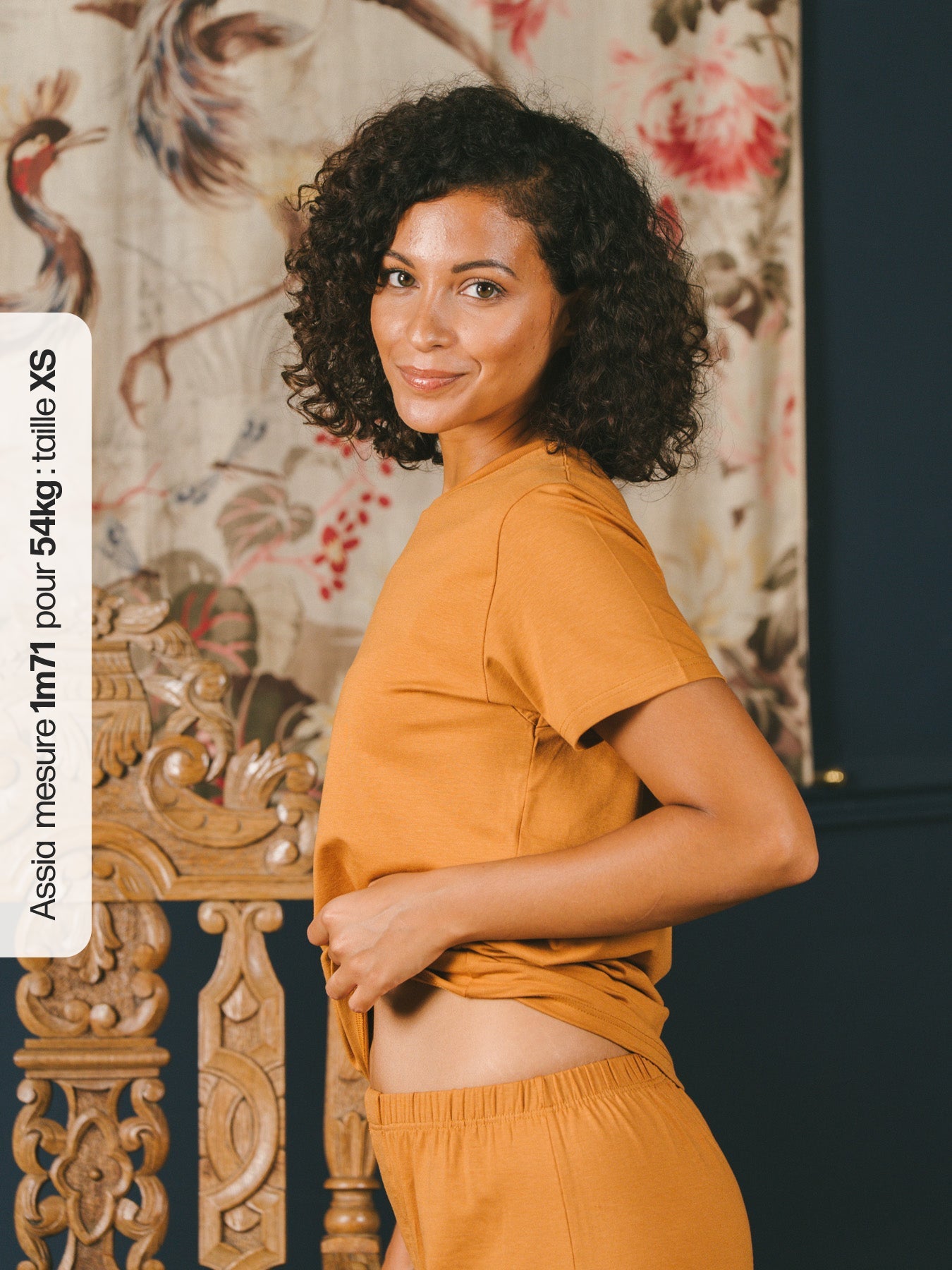 Pétrone T-shirt manches courtes coton pima micromodal ocre femme#couleur_ocre