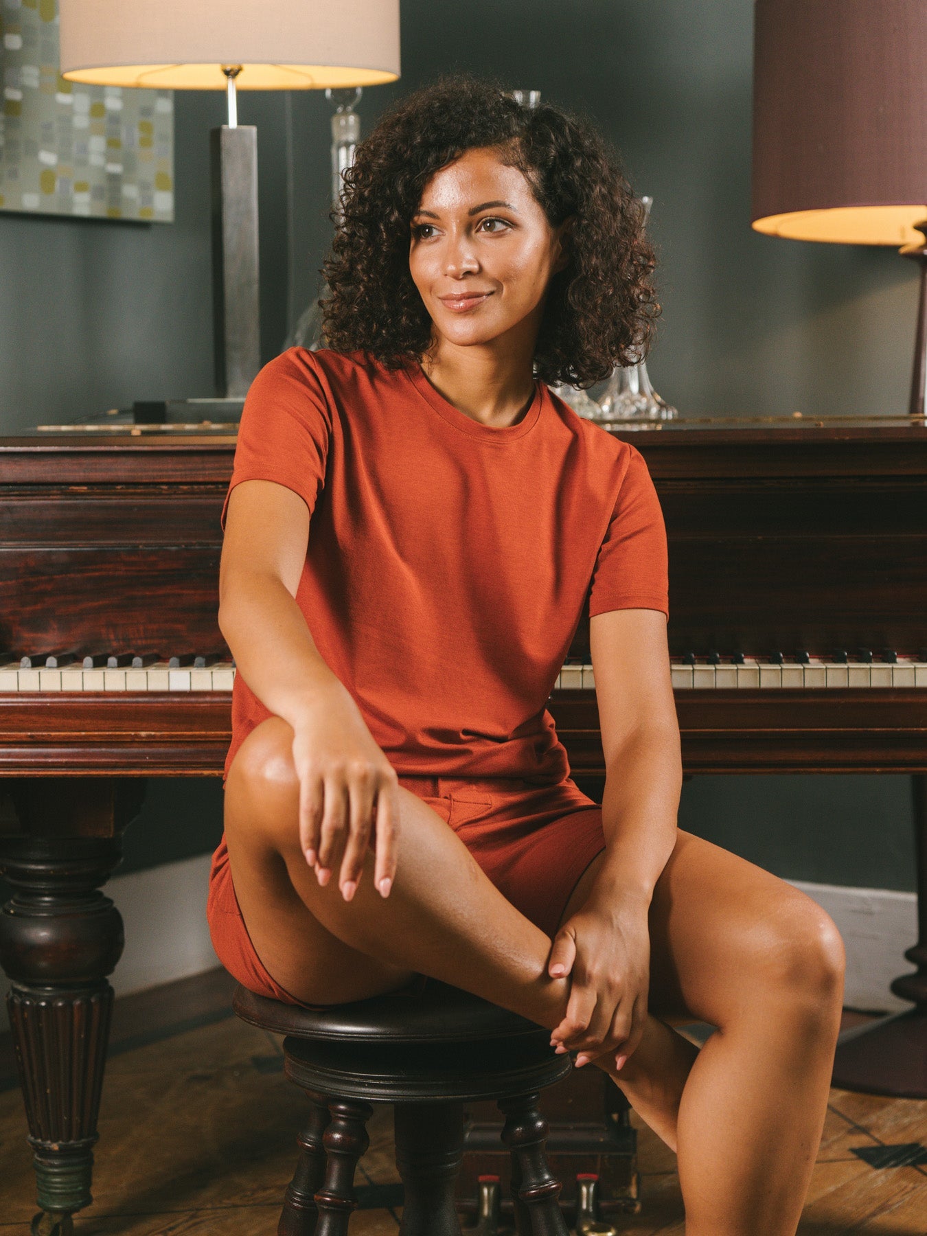 Pétrone T-shirt manches courtes coton pima micromodal rouille femme#couleur_rouille