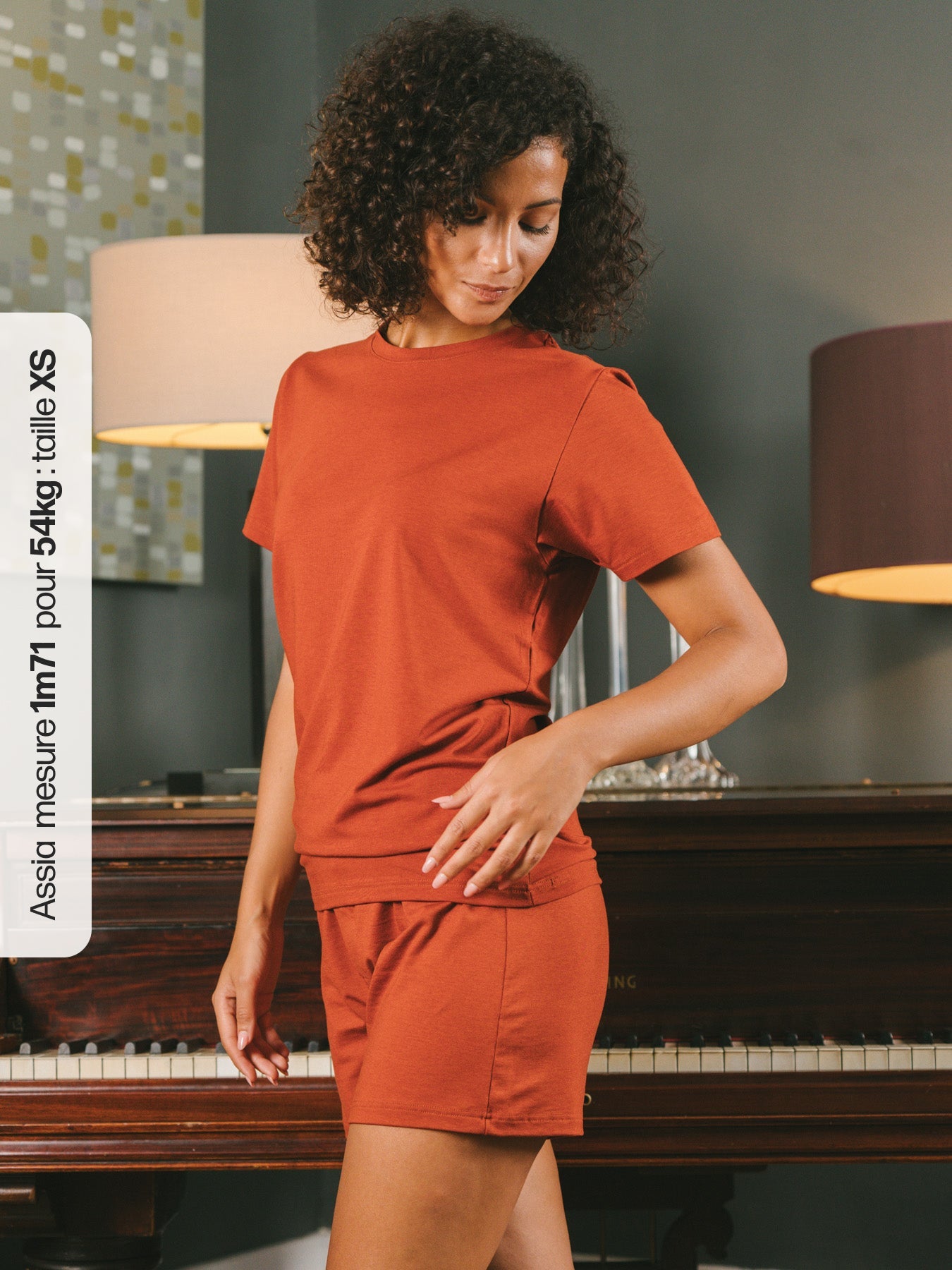 Pétrone T-shirt manches courtes coton pima micromodal rouille femme#couleur_rouille