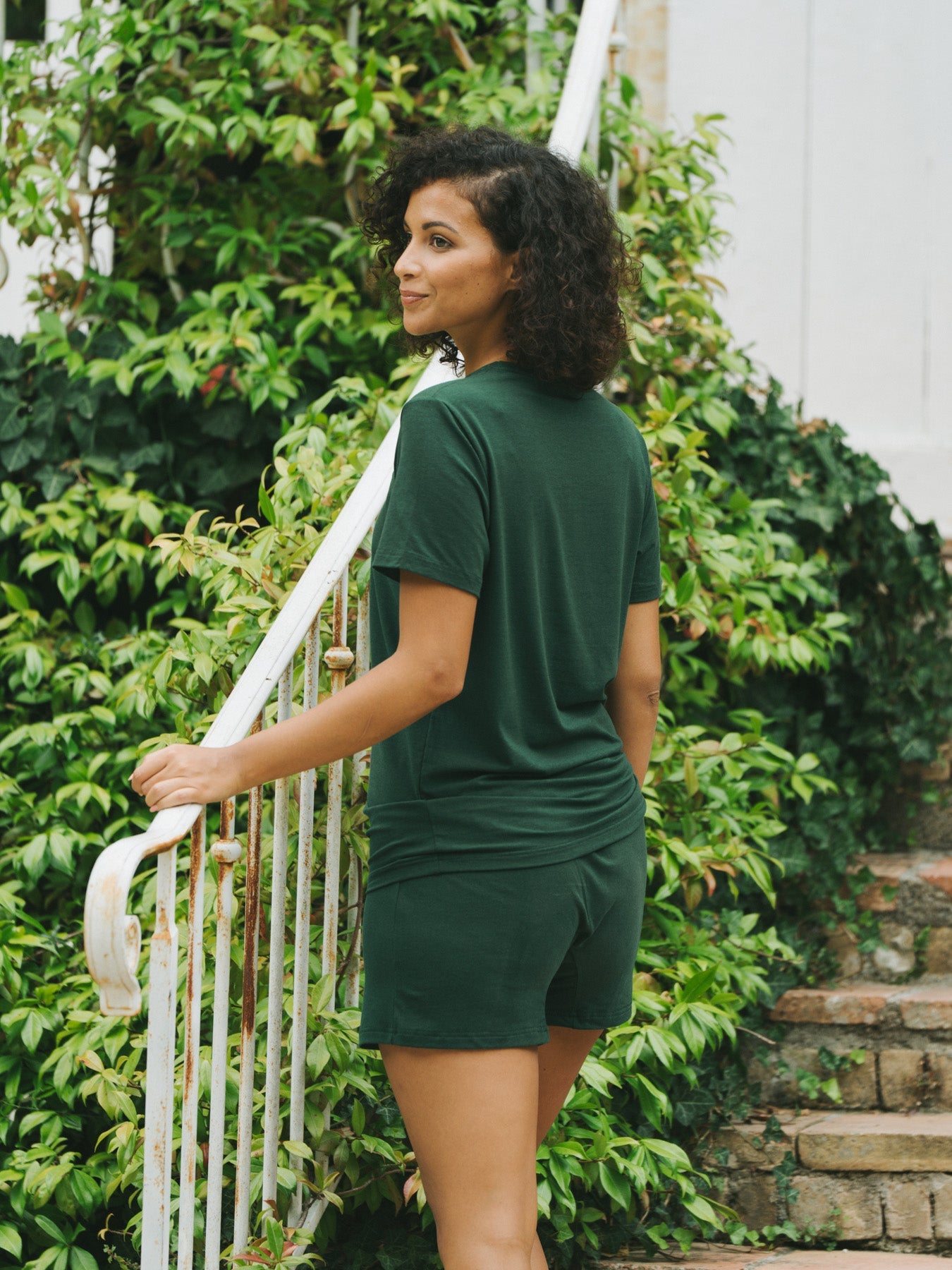 Pétrone T-shirt manches courtes coton pima micromodal vert bouteille femme#couleur_vert-bouteille