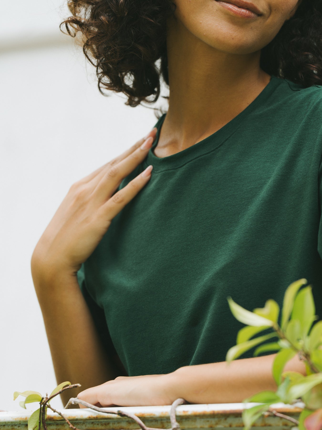 Pétrone T-shirt manches courtes coton pima micromodal vert bouteille femme#couleur_vert-bouteille