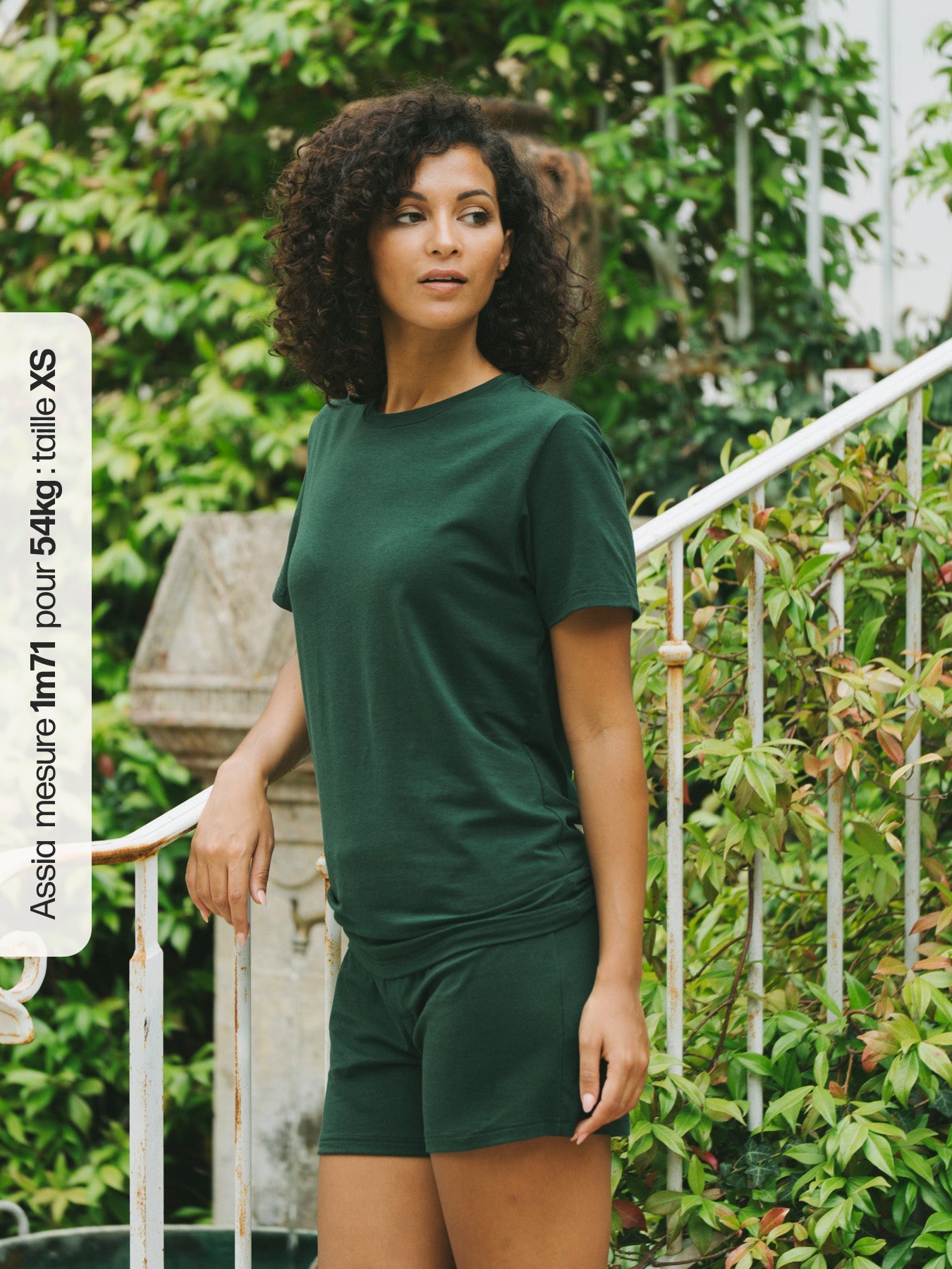 Pétrone T-shirt manches courtes coton pima micromodal vert bouteille femme#couleur_vert-bouteille