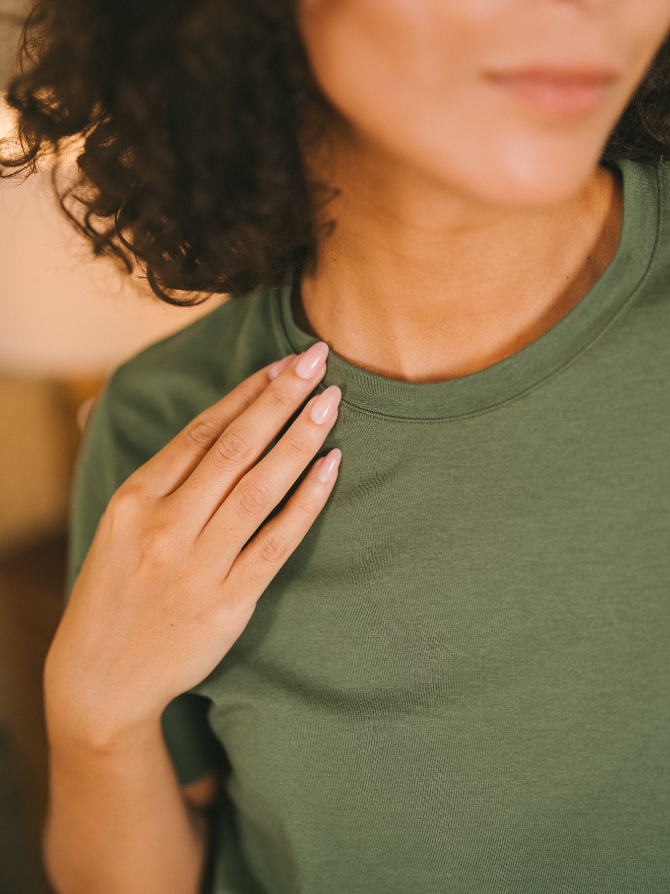 Pétrone T-shirt manches courtes coton pima micromodal vert kaki femme#couleur_vert-kaki